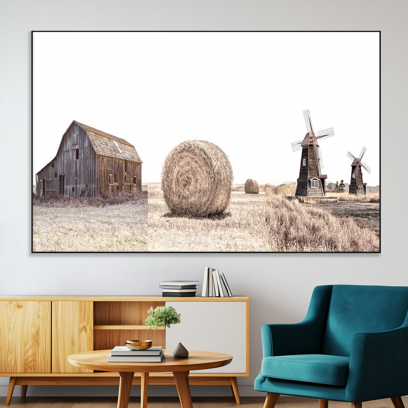 SEG-FC-51X34_Oversize - Farm Prints Set, Set of 3 Farmhouse Wall Art, Country House Decor, Barn Print, Wheat Print,