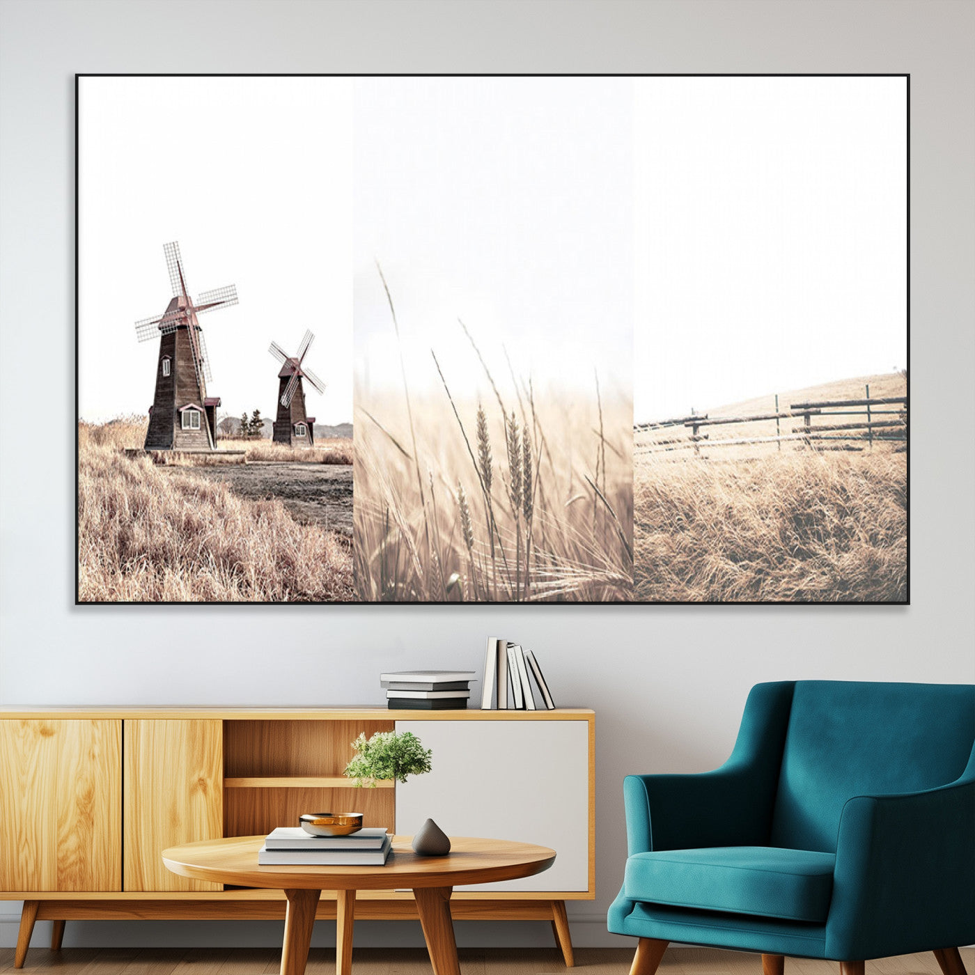 SEG-FC-51X34_Oversize - Farm Prints Set, Set of 3 Farmhouse Wall Art, Country House Decor, Barn Print, Wheat Print,