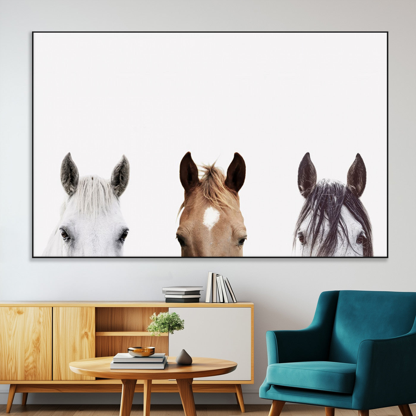 SEG-FC-51X34_Oversize - Horse Prints Set, Set of 3 Horse Wall Art, Horses Portraits, Farmhouse Wall Art, Farm Animals