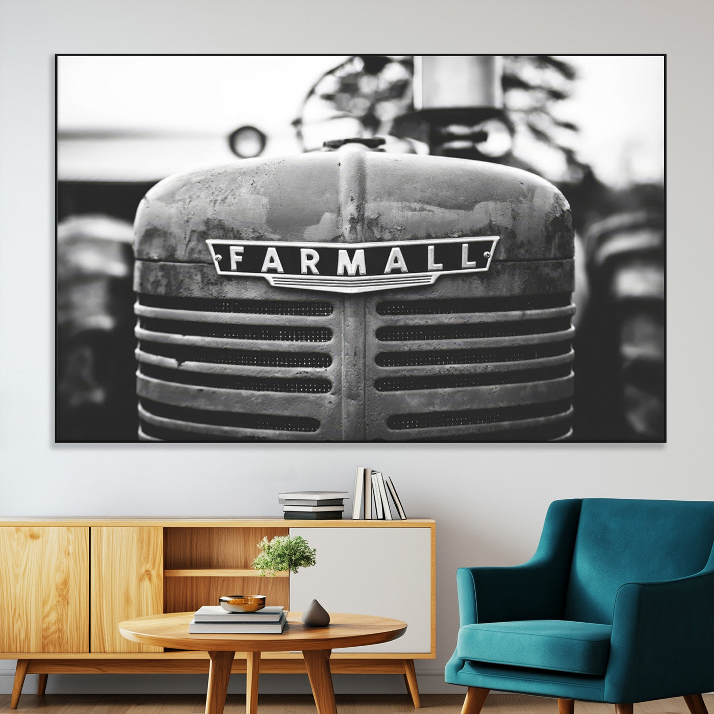 SEG-FC-51X34_Oversize - Vintage Farmall Tractor Wall Art Canvas Print, Rustic Farmhouse Decor Ready to Hang