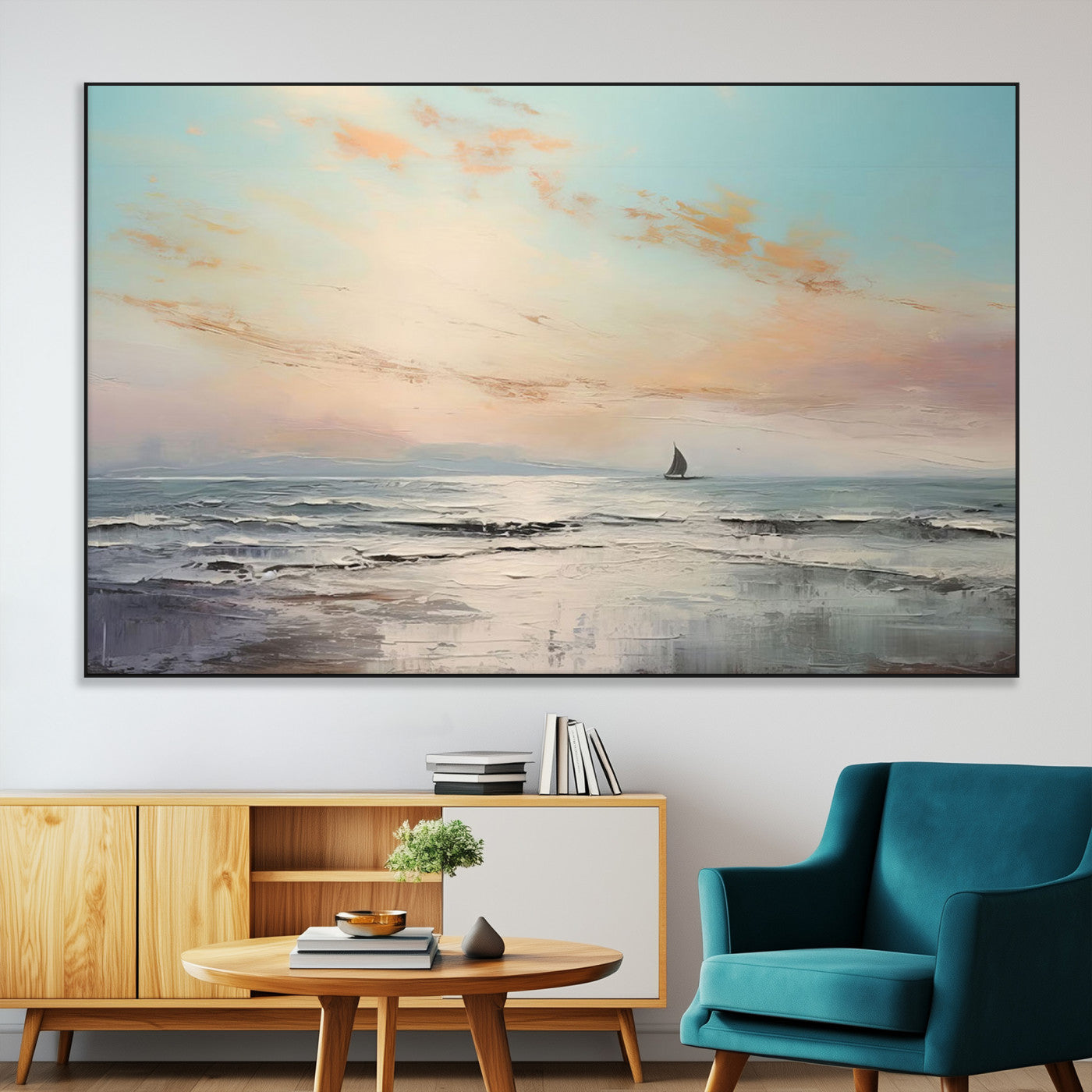 SEG-FC-51X34_Oversize - Abstract Ocean Wall Art -  Boat Wall Art Canvas Print