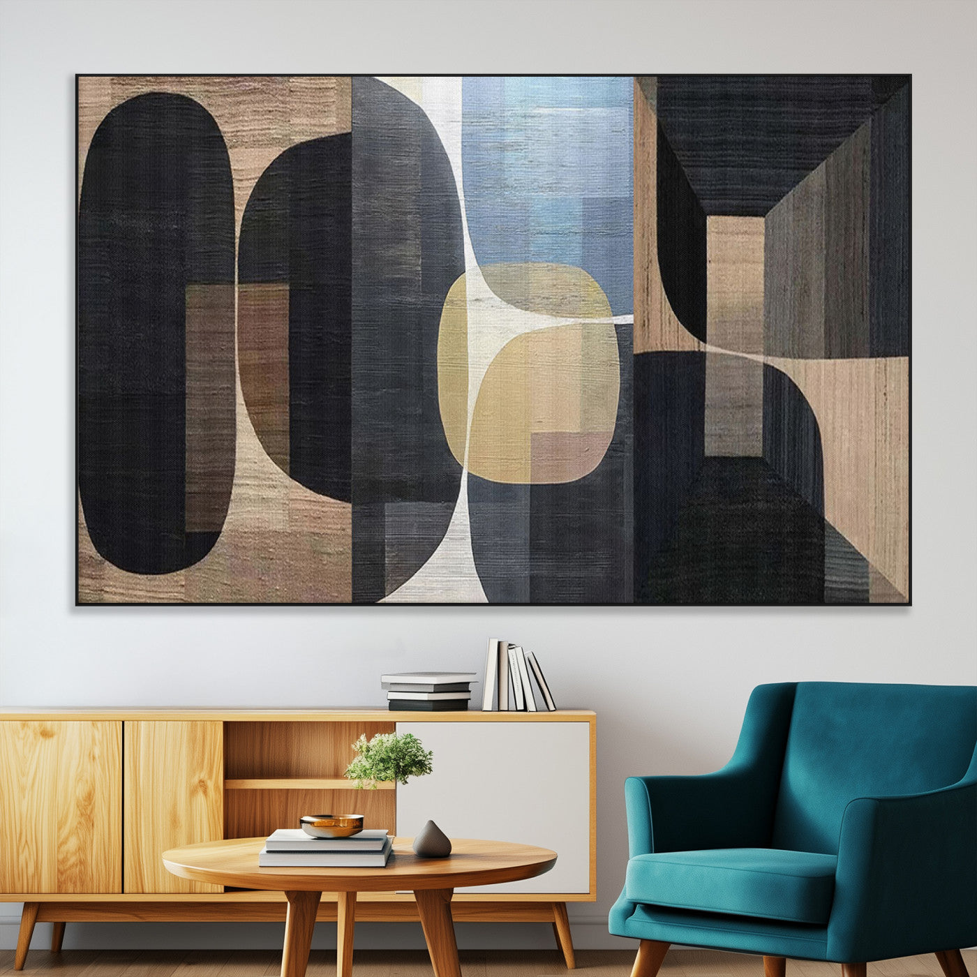 SEG-FC-51X34_Oversize - Minimalist Wabi Sabi Abstract Geometric Wall Art Canvas Print – Modern Minimalist Shapes – Ready to