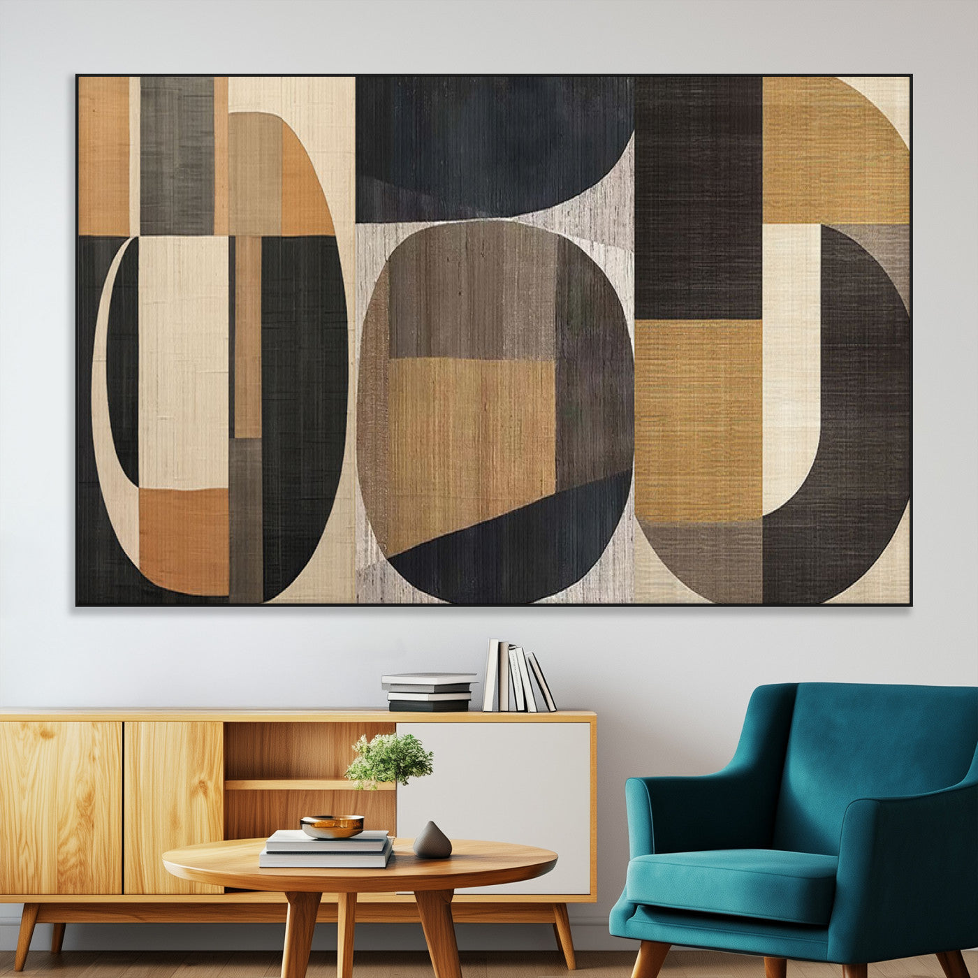 SEG-FC-51X34_Oversize - Modern Brown Wabi Sabi Abstract Wall Art Canvas Print Set, Minimalist Wall Art