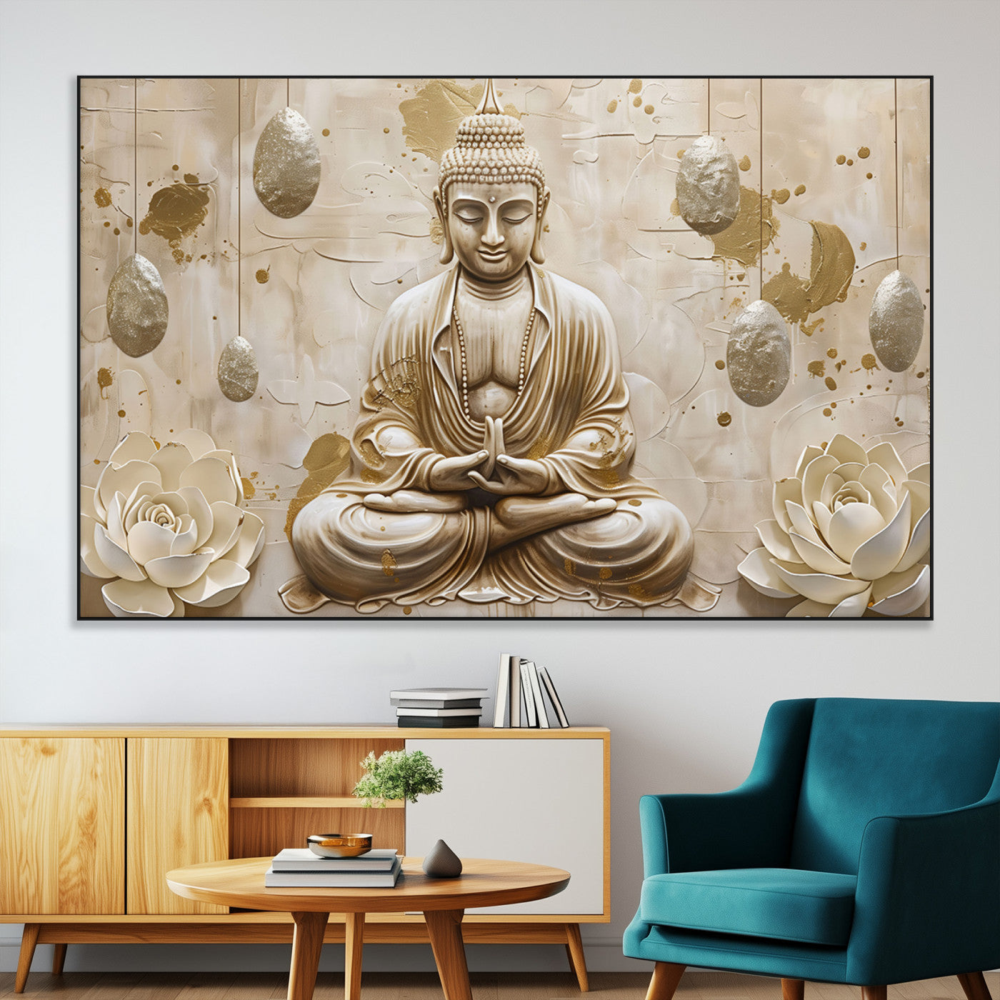 SEG-FC-51X34_Oversize - Serene Buddha Wall Art | Yoga Room Decor and Meditation Wall Art Print | Framed and Ready to Hang