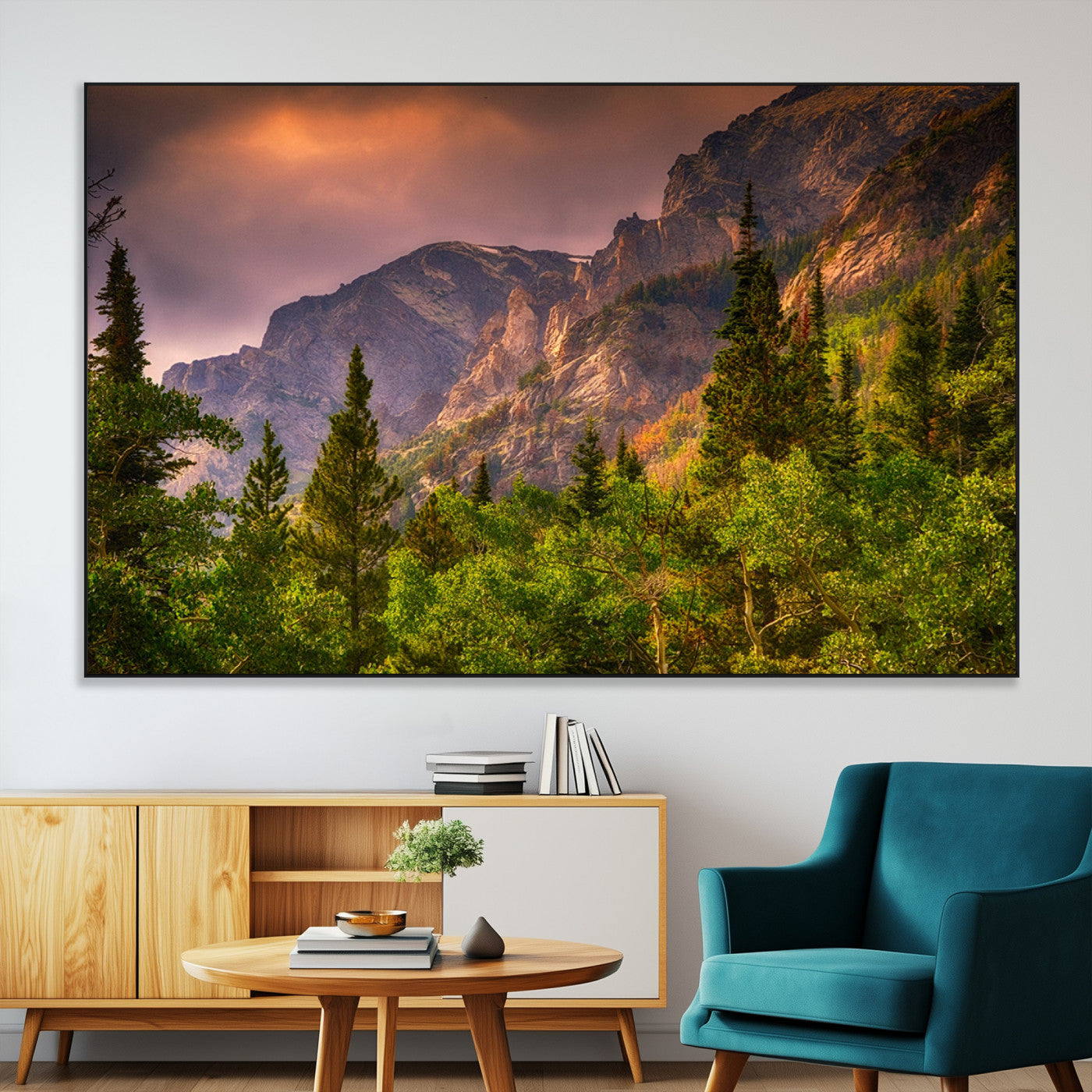 SEG-FC-51X34_Oversize - Colorado Rockies Mountains Wall Art Canvas Print | Ready to Hang  Framed Mountain Landscape