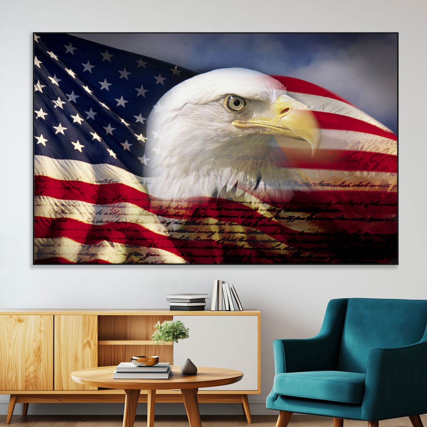 SEG-FC-51X34_Oversize - American Flag Eagle Symbol Wall Art, American Flag Eagle Wall Art Canvas Print