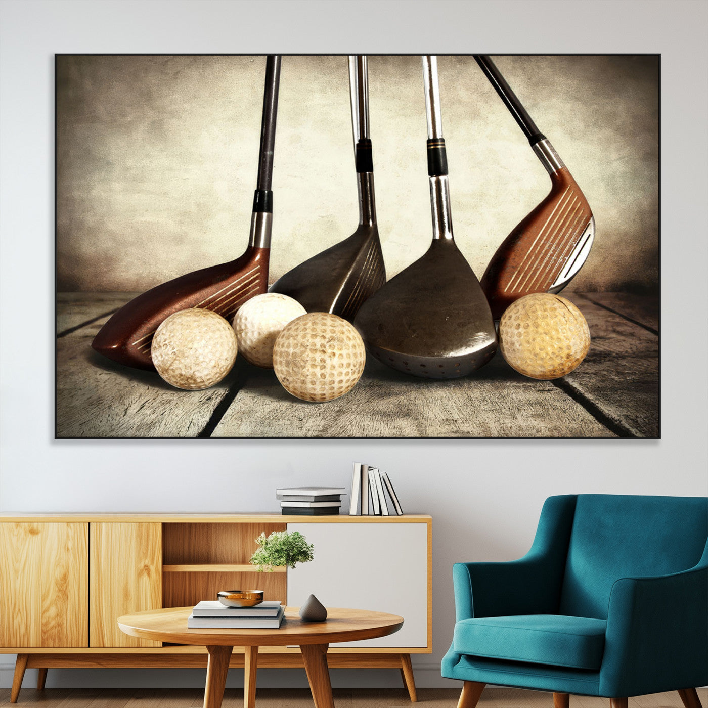SEG-FC-51X34_Oversize - Vintage Golf Ball Art | Golf Decor for Man Cave or Office | Ready to Hang and Framed