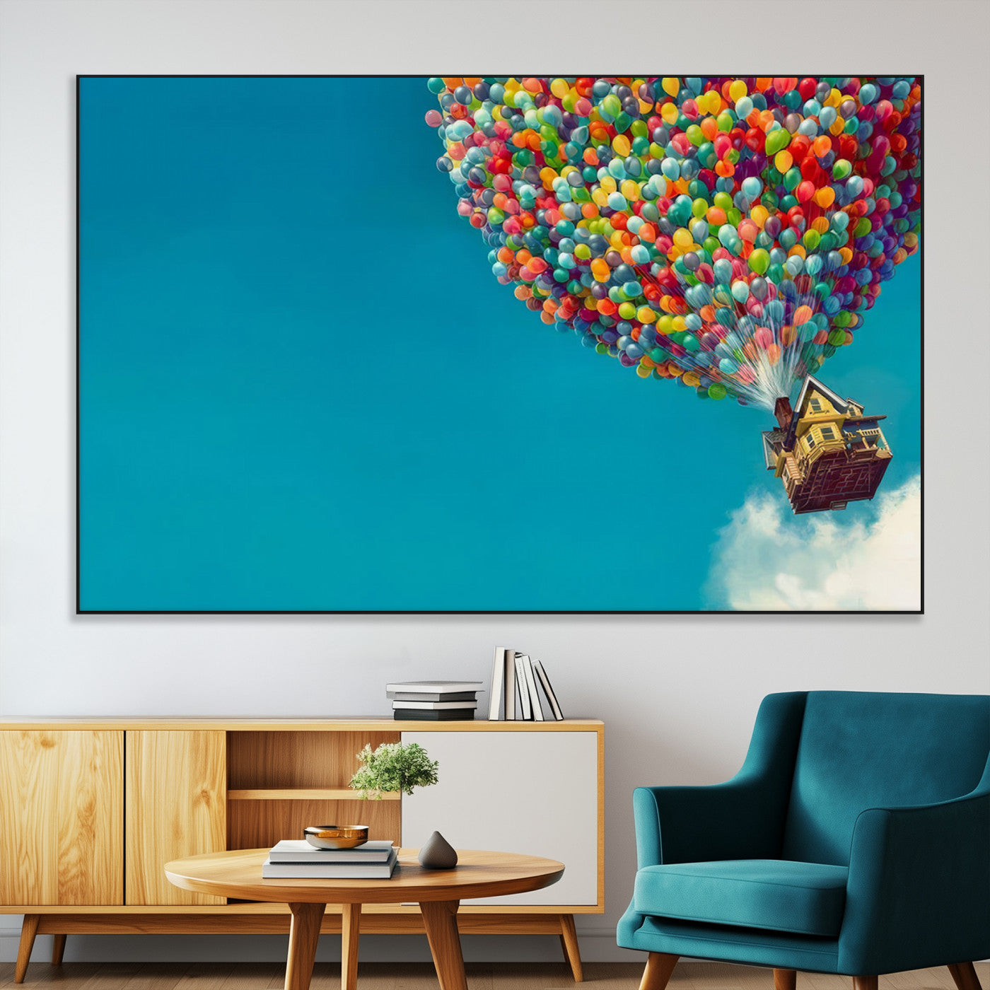 SEG-FC-51X34_Oversize - Carl Fredricksen, Up Movie Wall Art, Colorful Balloon House Art | Whimsical Wall Decor for Living