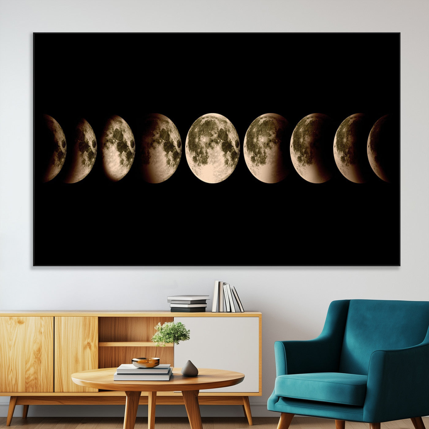 SEG-FC-51X34_Oversize - Phases of the Moon Wall Art | Canvas Print for Modern Wall Decor | Ready to Hang and Framed