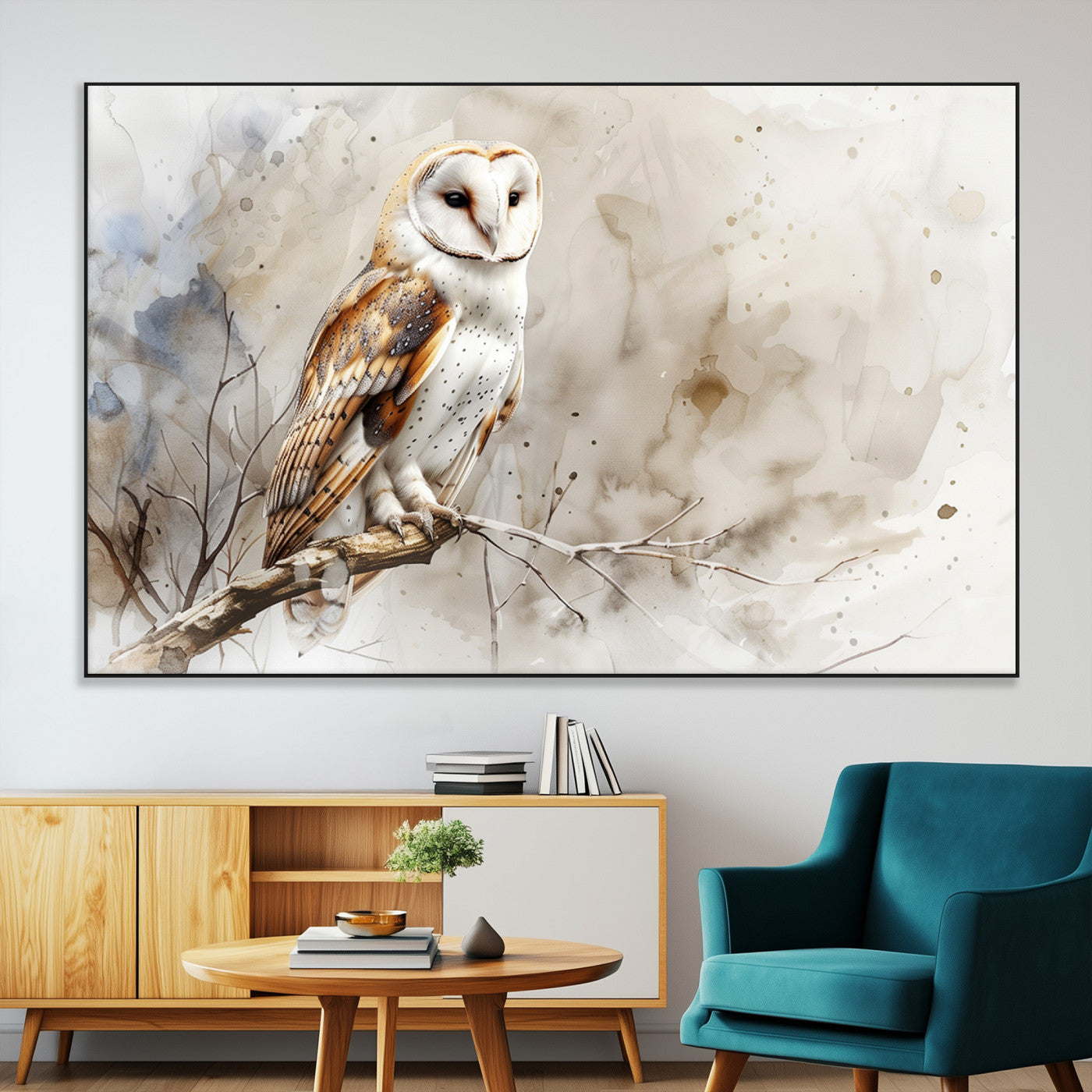 SEG-FC-51X34_Oversize - Barn Owl Wall Art | Watercolor Canvas Print | Perfect for Farmhouse Wall Decor | Ready to Hang