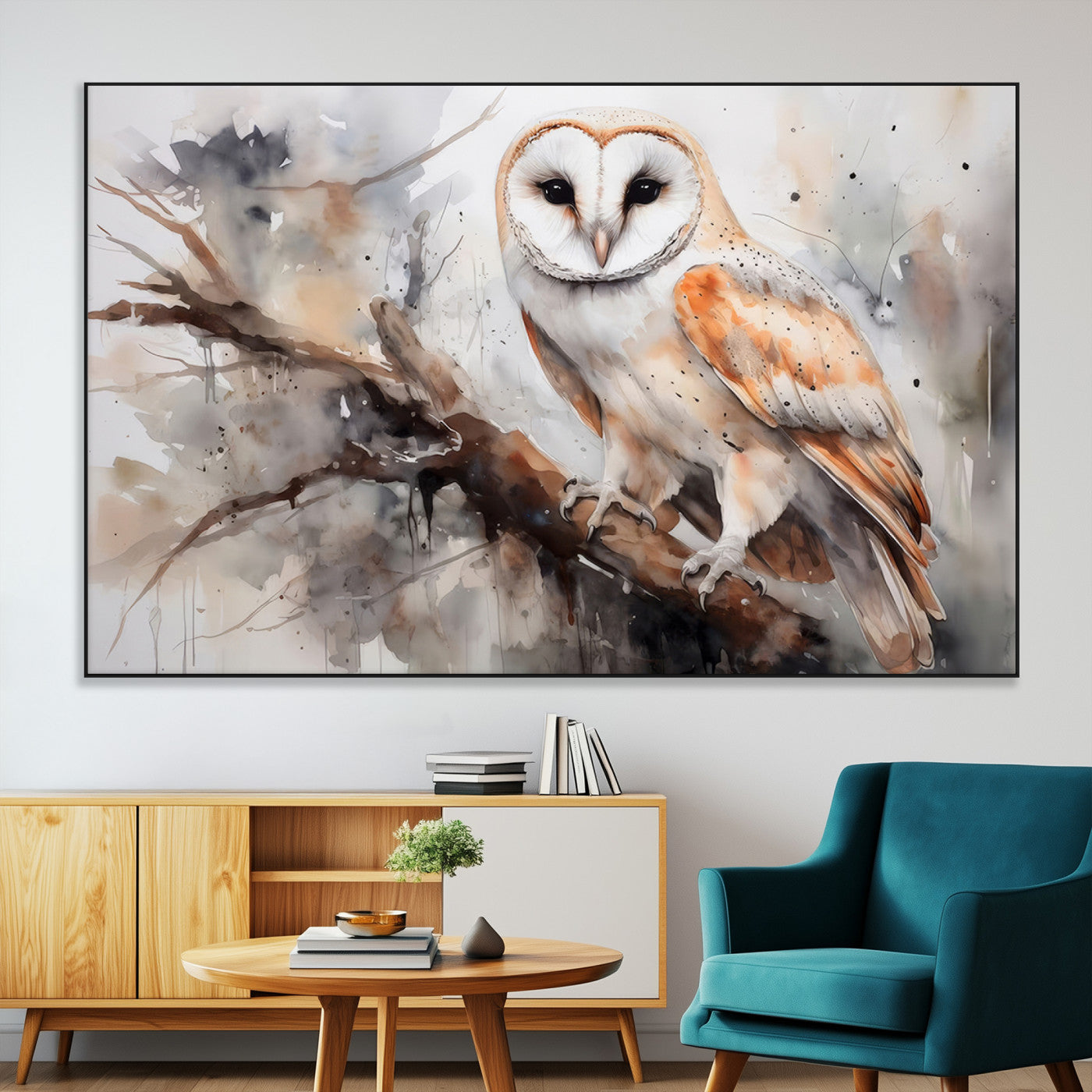 SEG-FC-51X34_Oversize - Barn Owl Wall Art | Watercolor Barn Owl Canvas Print | Perfect for Farmhouse Wall Decor | Ready to
