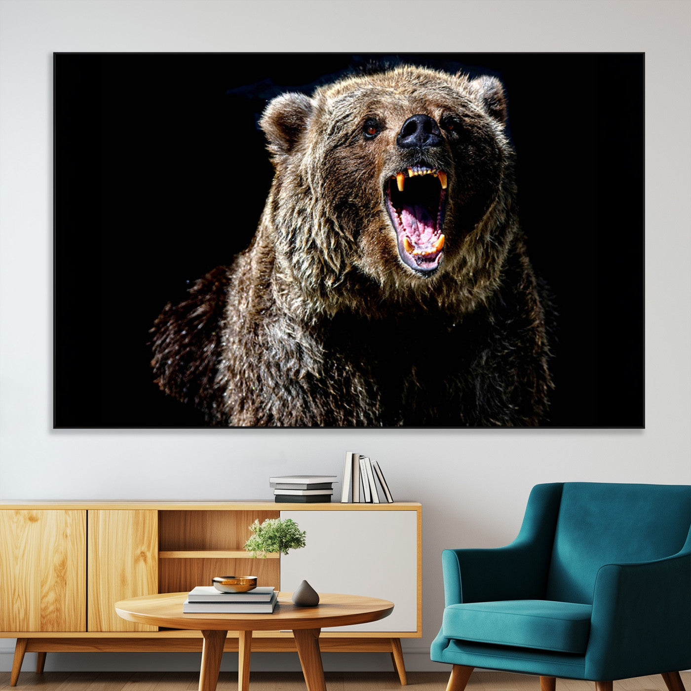 SEG-FC-51X34_Oversize - Grizzly Bear Canvas Print | Wildlife Wall Art for Cabin Decor | Ready to Hang Framed