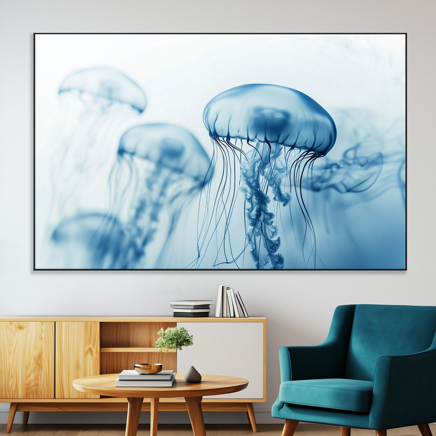 SEG-FC-51X34_Oversize - Blue Jellyfish Wall Art Canvas Print