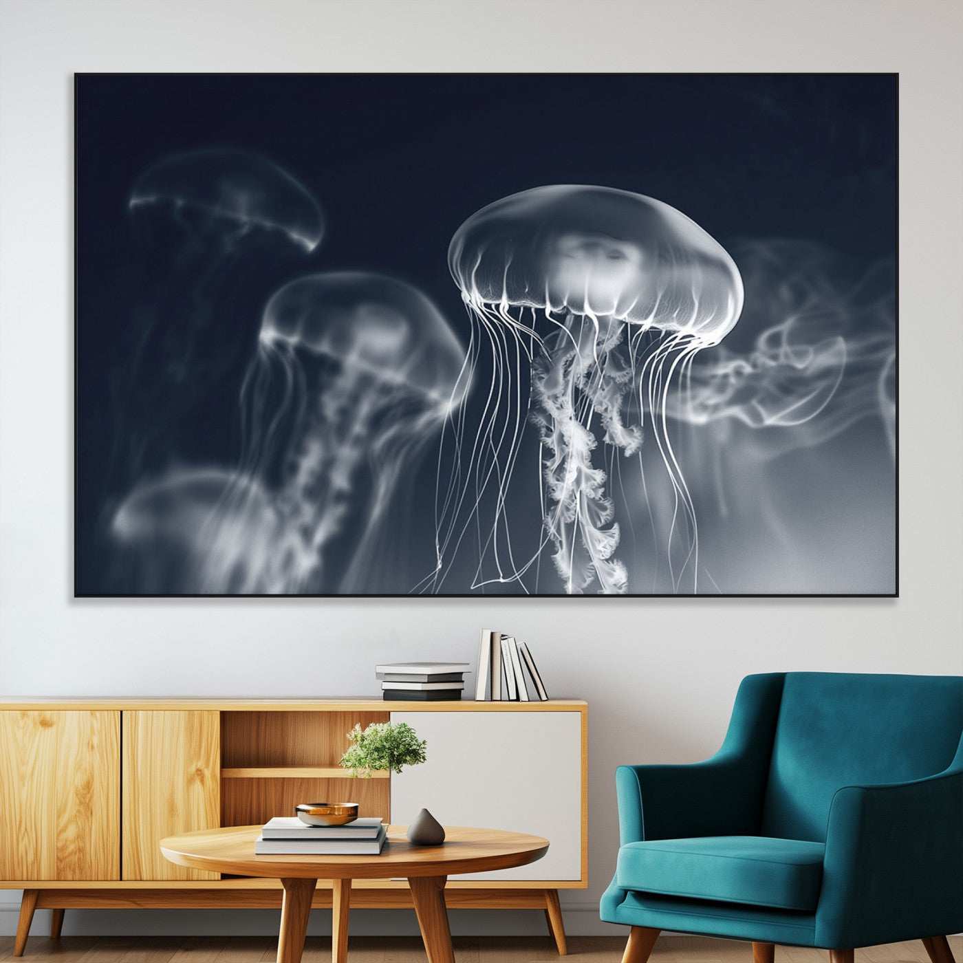 SEG-FC-51X34_Oversize - Jellyfish Wall Art Canvas Print, Modern Abstract Jellyfish Wall Decor
