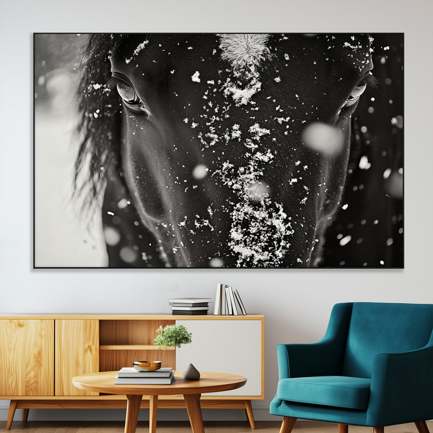 SEG-FC-51X34_Oversize - Winter Horse Snow Wall Art Canvas Print