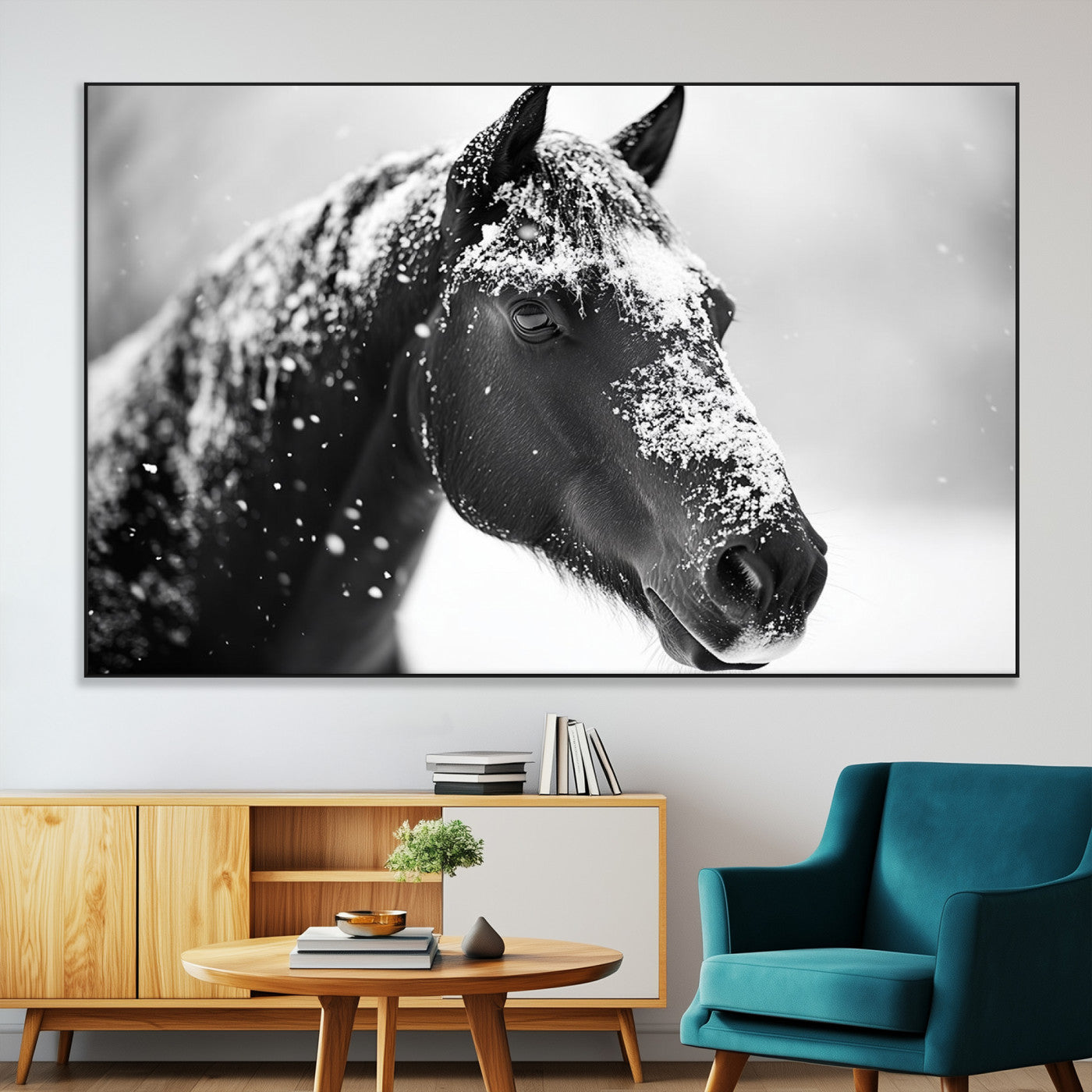 SEG-FC-51X34_Oversize - Horse Canvas Print - Winter Horse Snow Wall Art Canvas Print