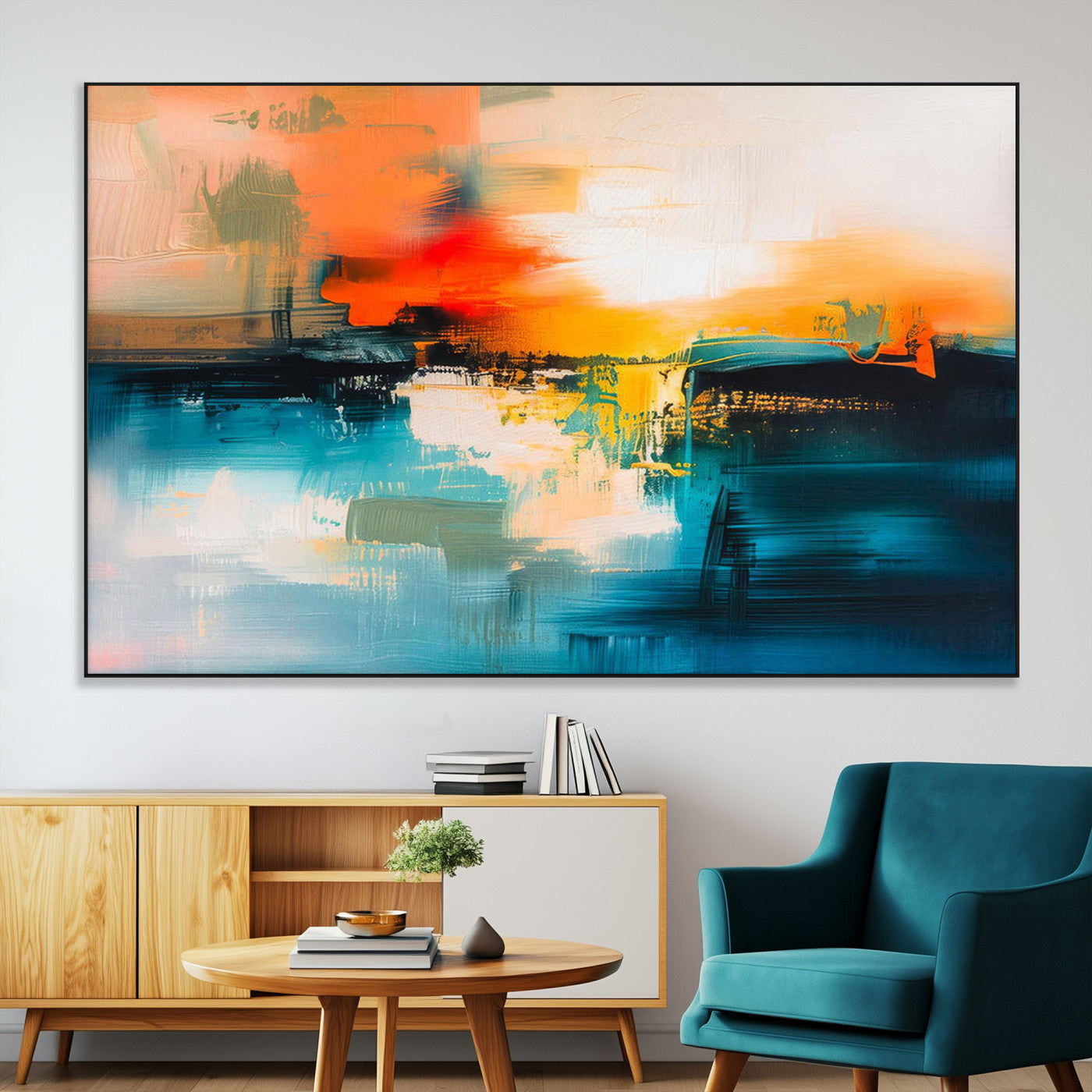 SEG-FC-51X34_Oversize - Colorful Abstract Wall Art | Bold Modern Canvas Print | Ready to Hang and Framed for Living Room or