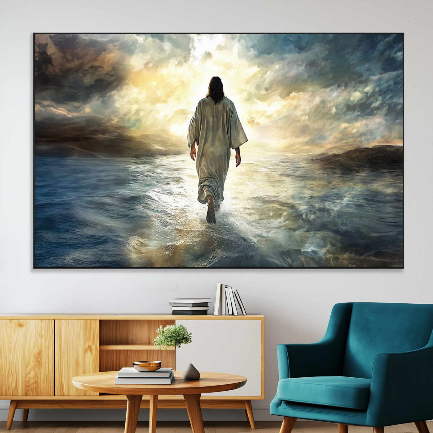SEG-FC-51X34_Oversize - Jesus Walking on Water Wall Art | Canvas Print | Ready to Hang | Christian Home Decor | Spiritual