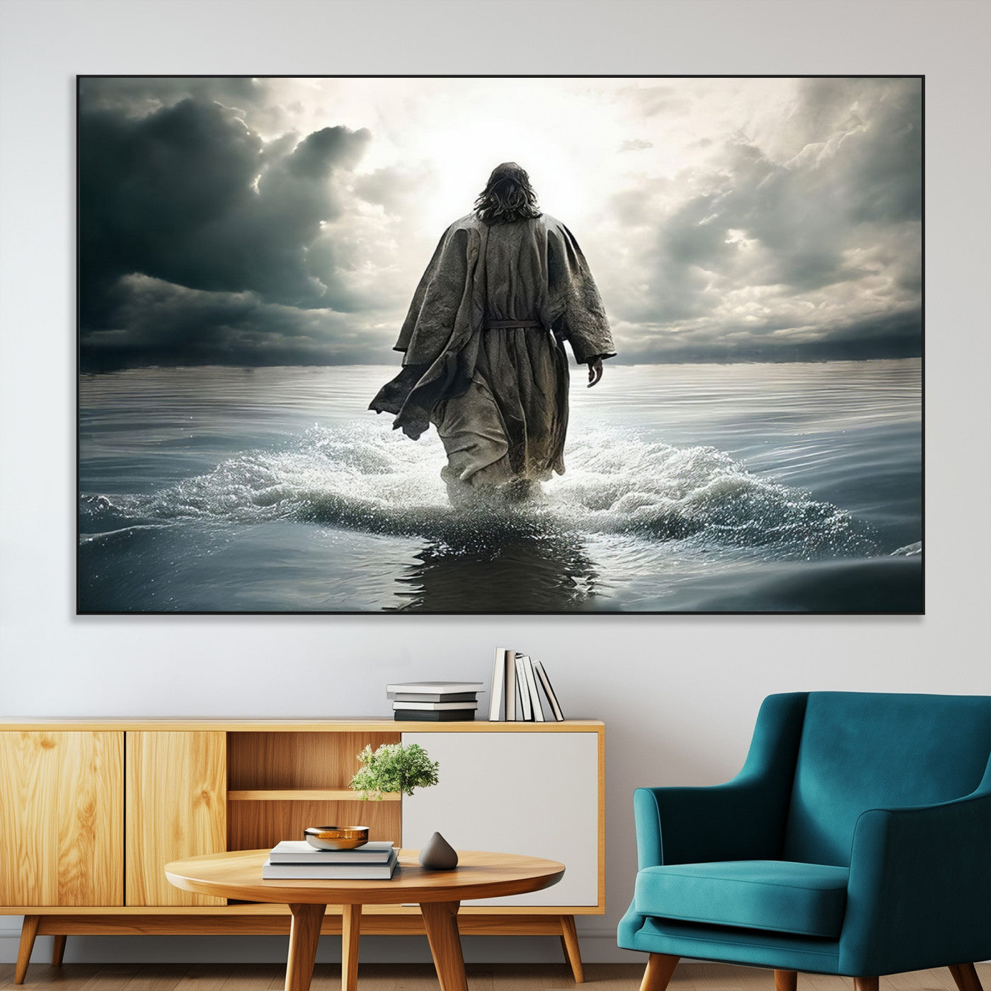 SEG-FC-51X34_Oversize - Jesus Walking on Water Wall Art | Canvas Print | Ready to Hang | Christian Home Decor | Spiritual
