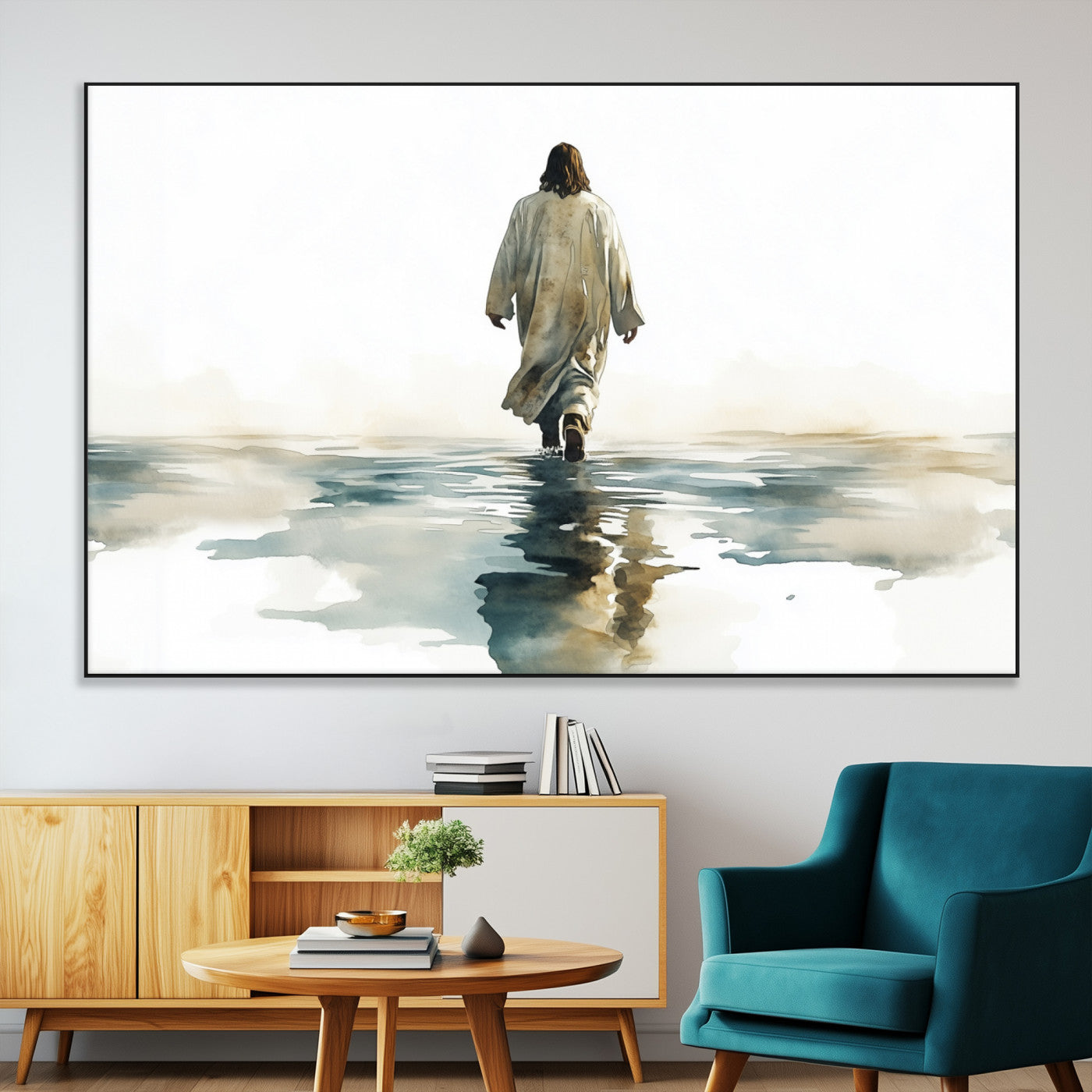 SEG-FC-51X34_Oversize - Abstract Jesus Wall Art Canvas Print, Christian Wall Art, Jesus Christ Walking