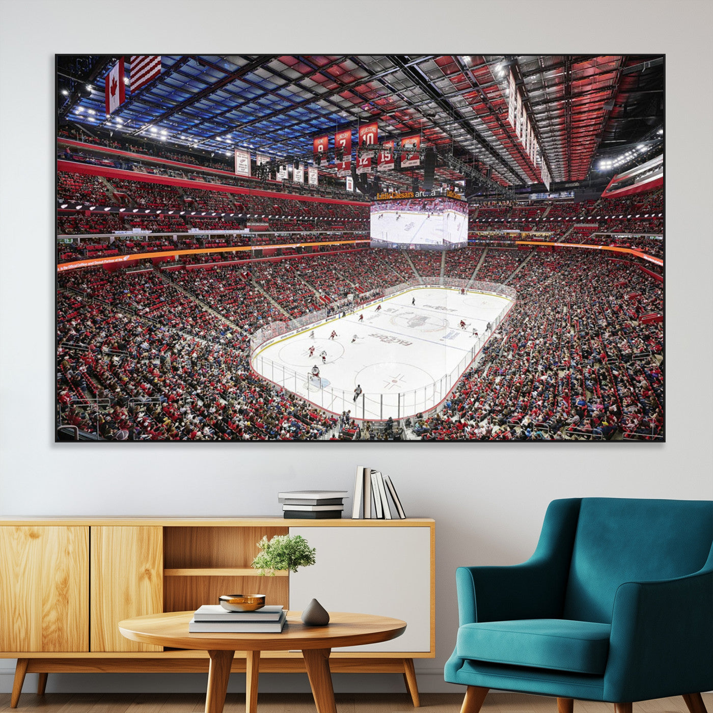 SEG-FC-51X34_Oversize - Barton Malow Little Caesars Arena Detroit Wall Art Canvas Print - Detroit Hockey and Basketball