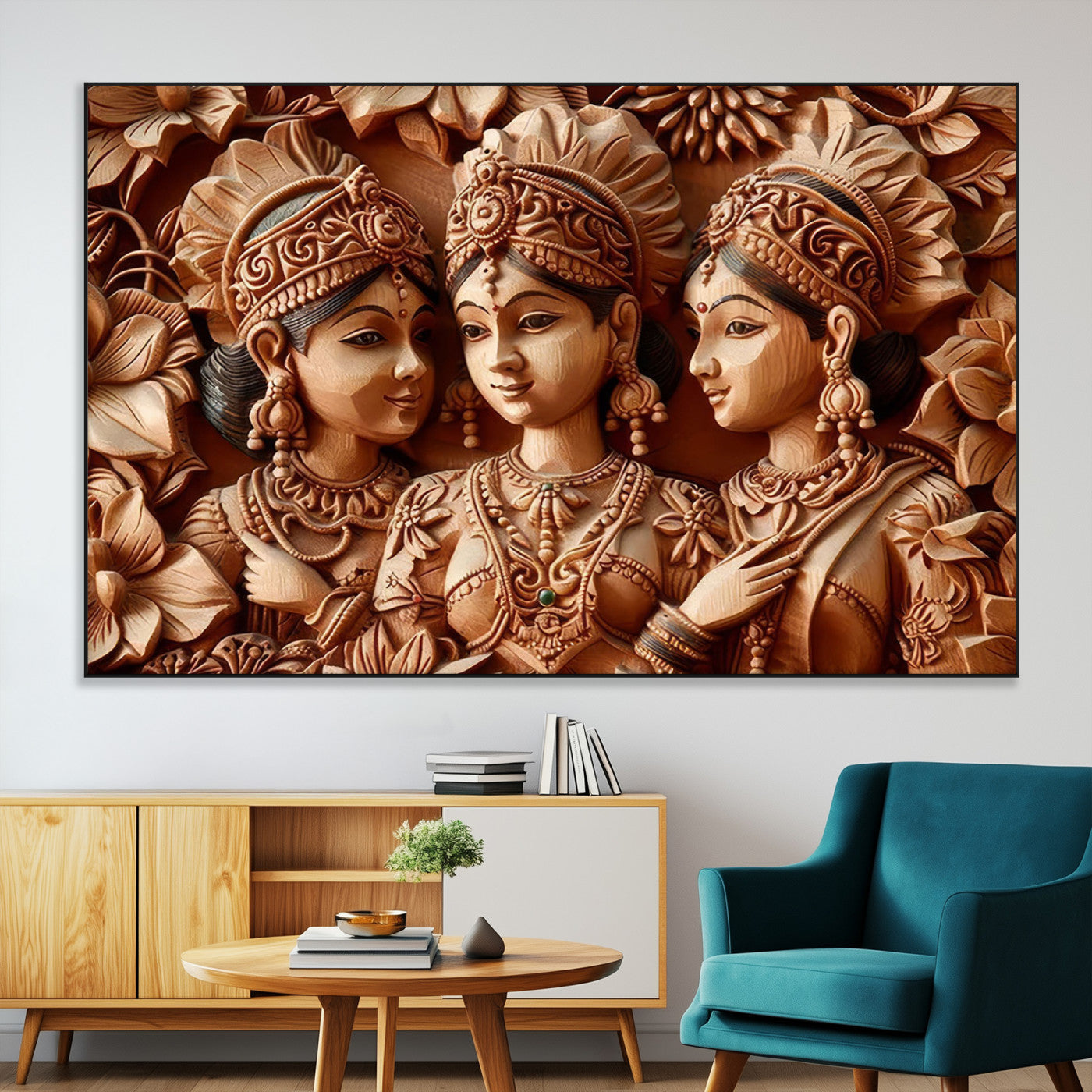 SEG-FC-51X34_Oversize - Indian Woman Statue Wall Art Canvas Print