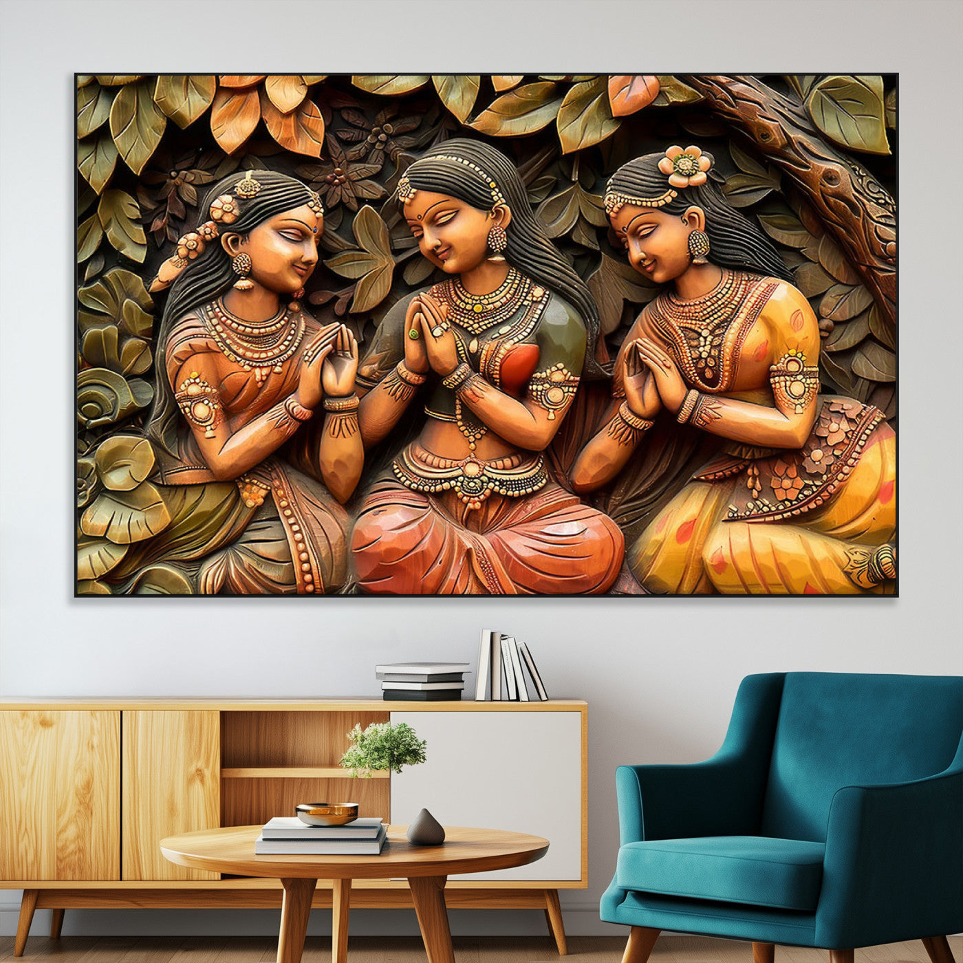 SEG-FC-51X34_Oversize - Indian Woman Statue Wall Art Canvas Print