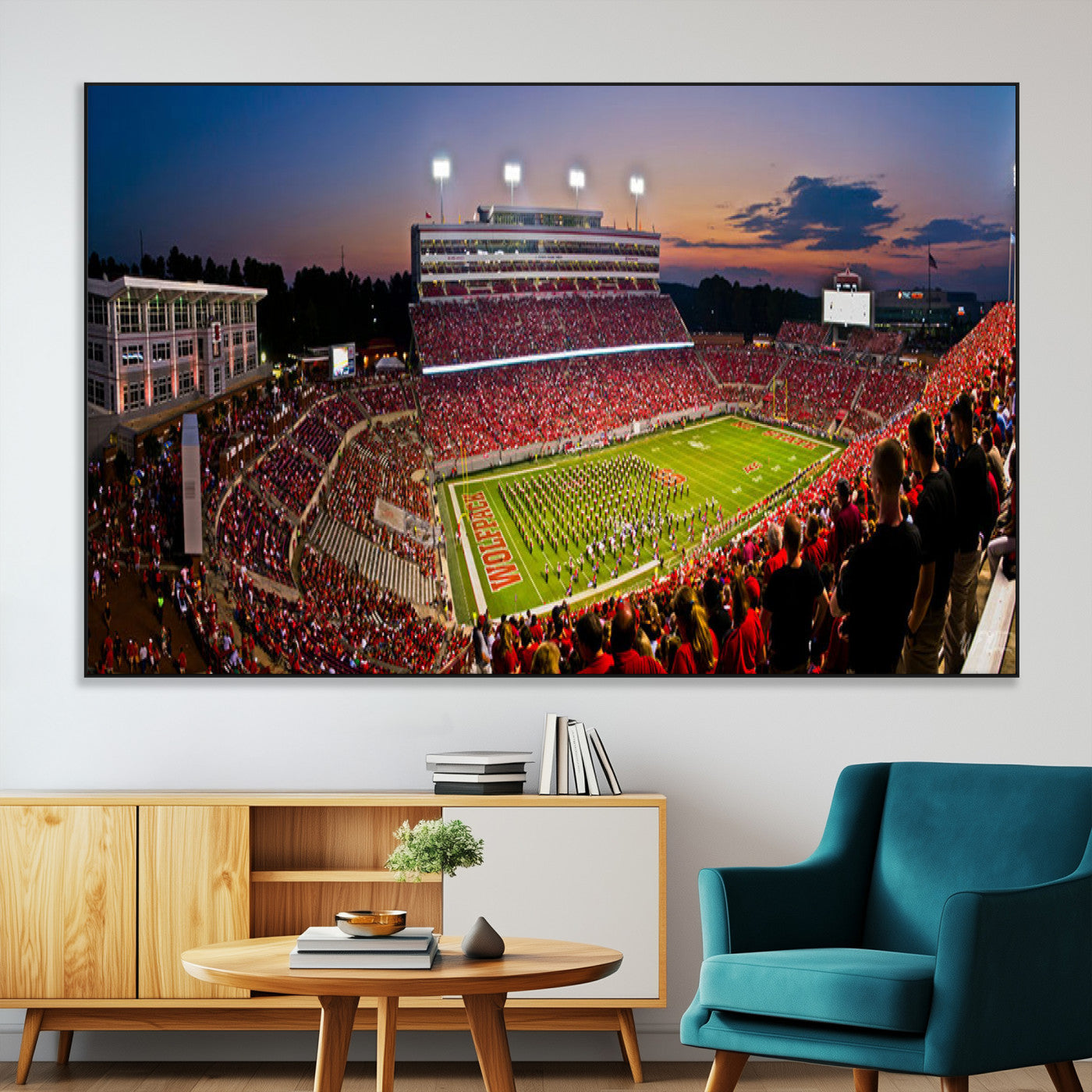 SEG-FC-51X34_Oversize - NC State Wolfpack Football Team Print - Raleigh Carter-Finley Stadium Wall Art Canvas Print