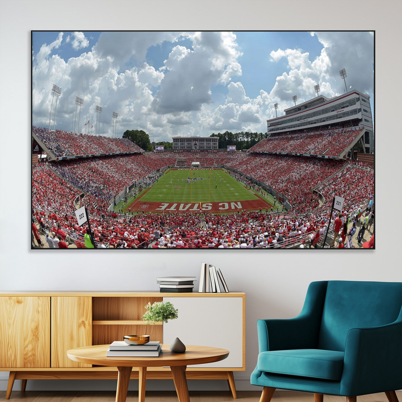 SEG-FC-51X34_Oversize - NC State Wolfpack Football Team Print Canvas- Raleigh Carter-Finley Stadium Wall Art Canvas Print