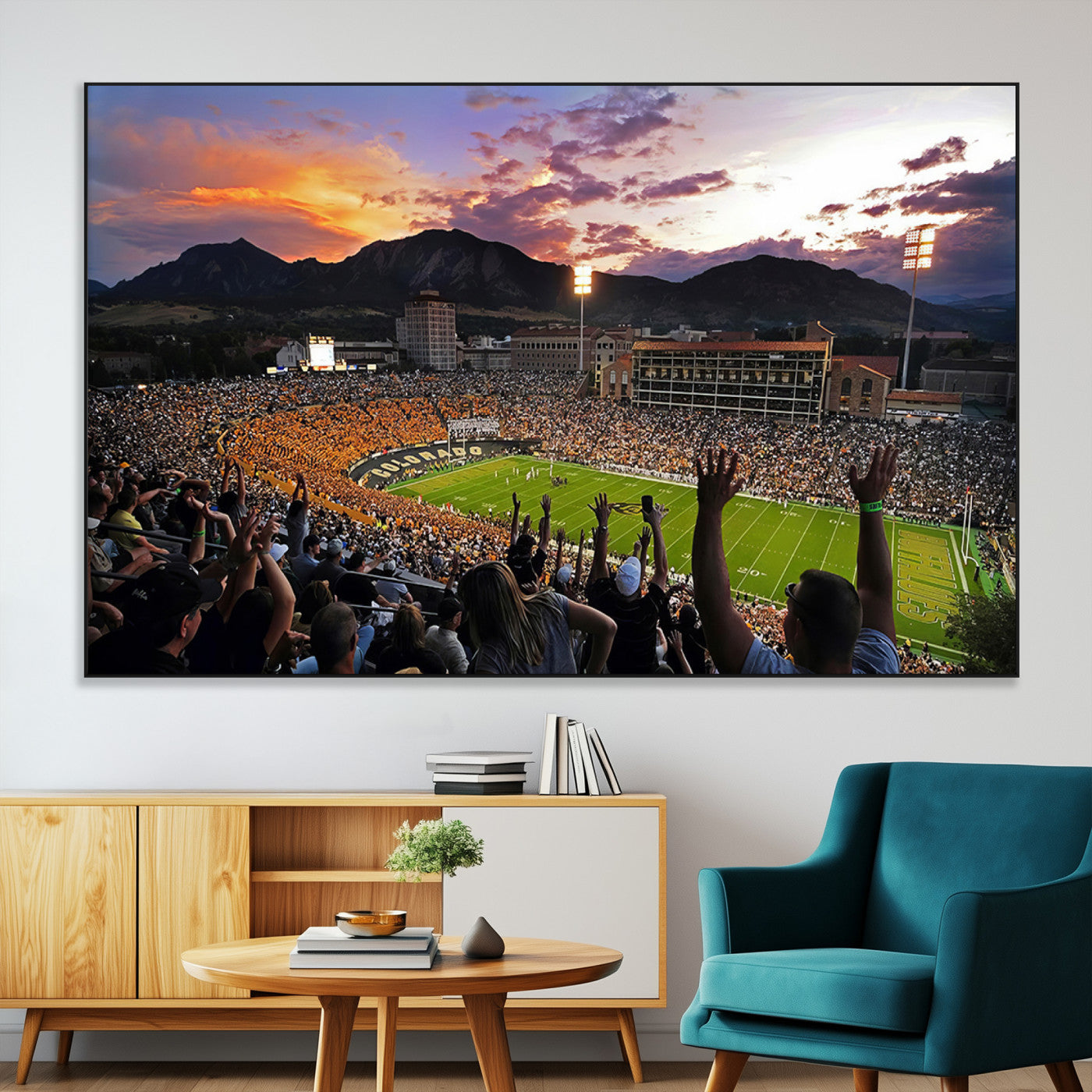 SEG-FC-51X34_Oversize - Framed Colorado Buffaloes Football Team Print - Boulder Folsom Field Stadium Wall Art Canvas Print