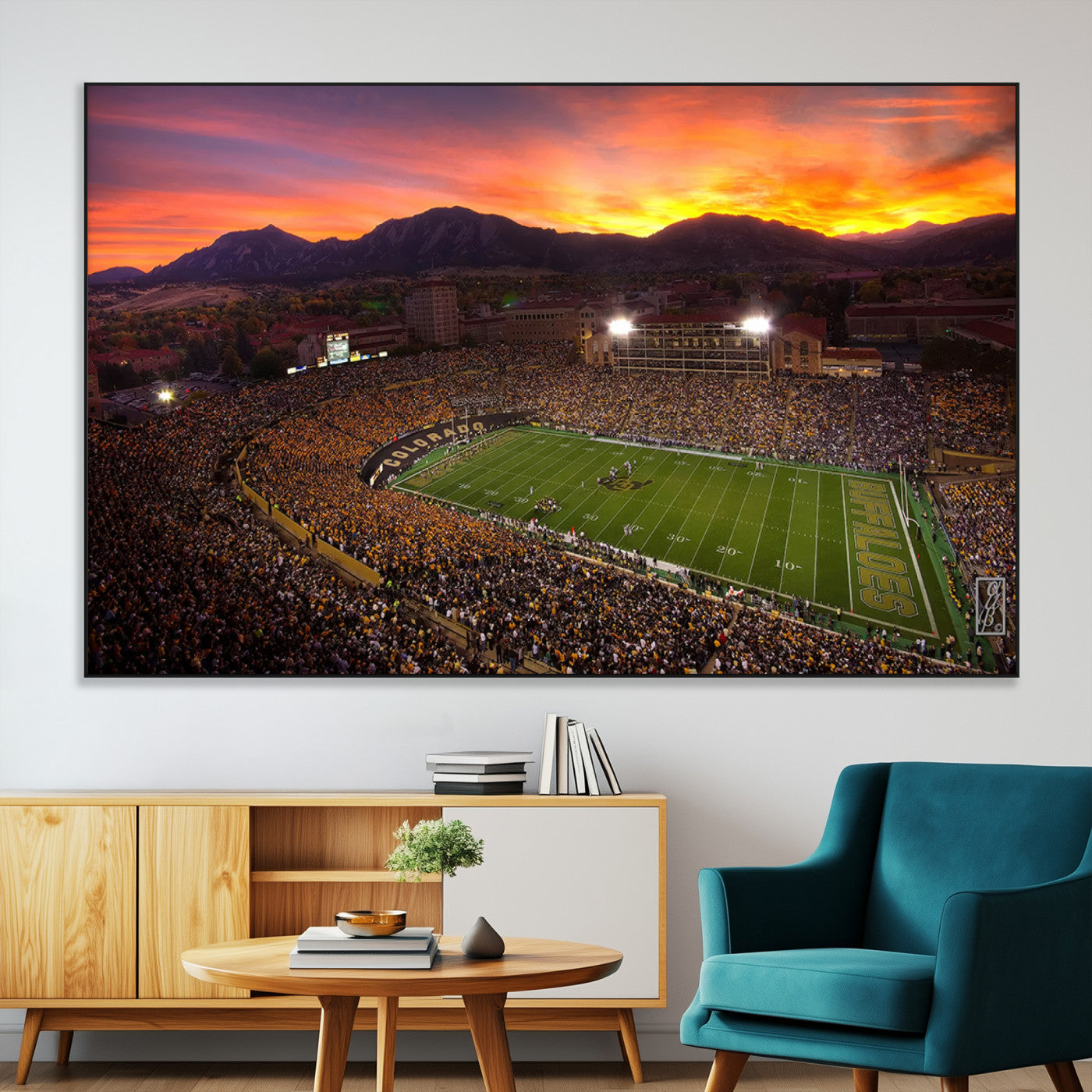 SEG-FC-51X34_Oversize - Colorado Buffaloes Football Team Print - Boulder Folsom Field Stadium Wall Art Canvas Print
