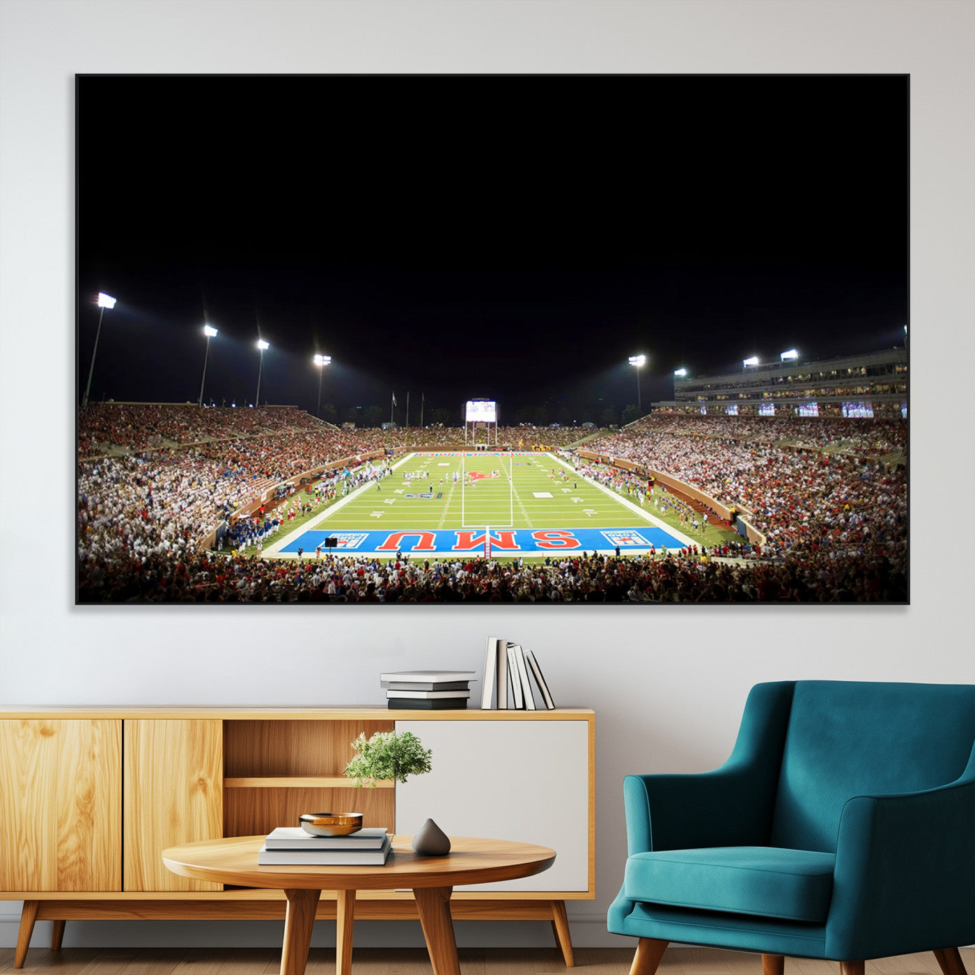 SEG-FC-51X34_Oversize - SMU Mustangs Football Team Print - Dallas Gerald J. Ford Stadium Wall Art Canvas Print