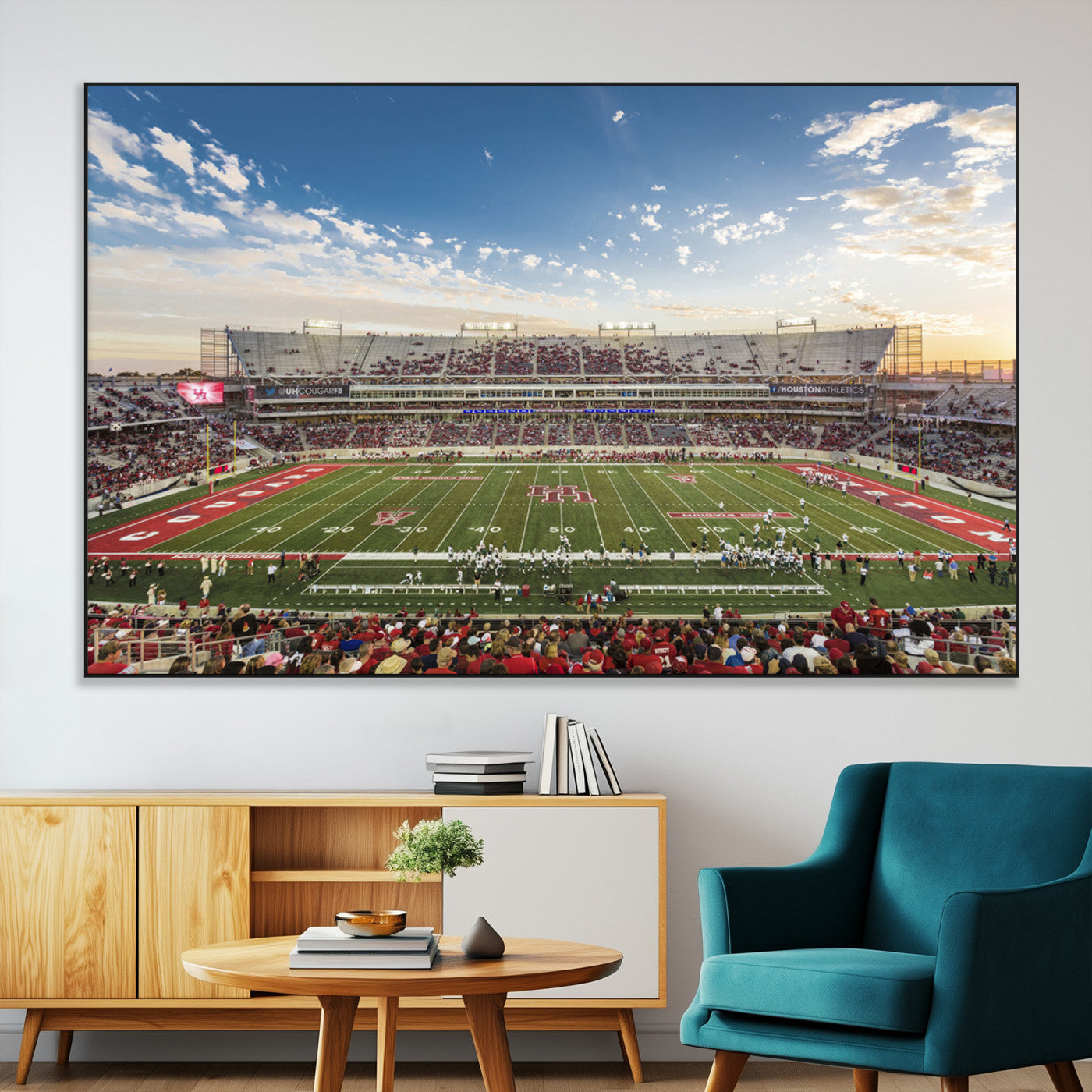 SEG-FC-51X34_Oversize - Framed Houston Cougars Football Team Print - Houston TDECU Stadium Wall Art Canvas Print