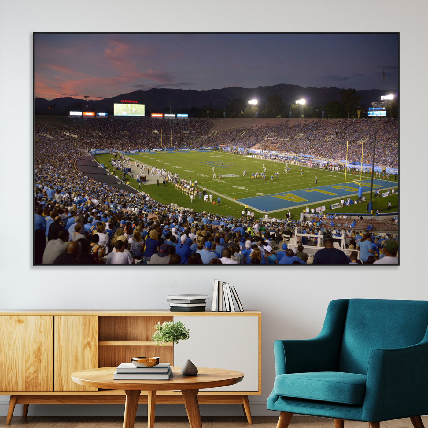 SEG-FC-51X34_Oversize - UCLA Bruins Football Team Print - Pasadena Rose Bowl Stadium Wall Art Canvas Print