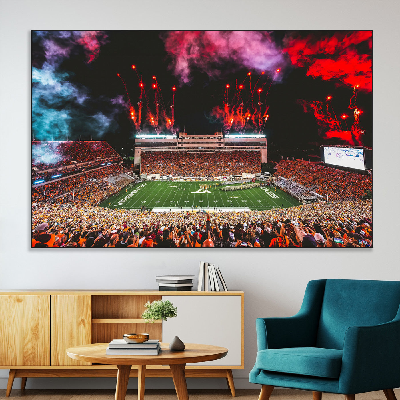 SEG-FC-51X34_Oversize - Virginia Tech Hokies Football Team Print - Blacksburg Lane Stadium Wall Art Canvas Print