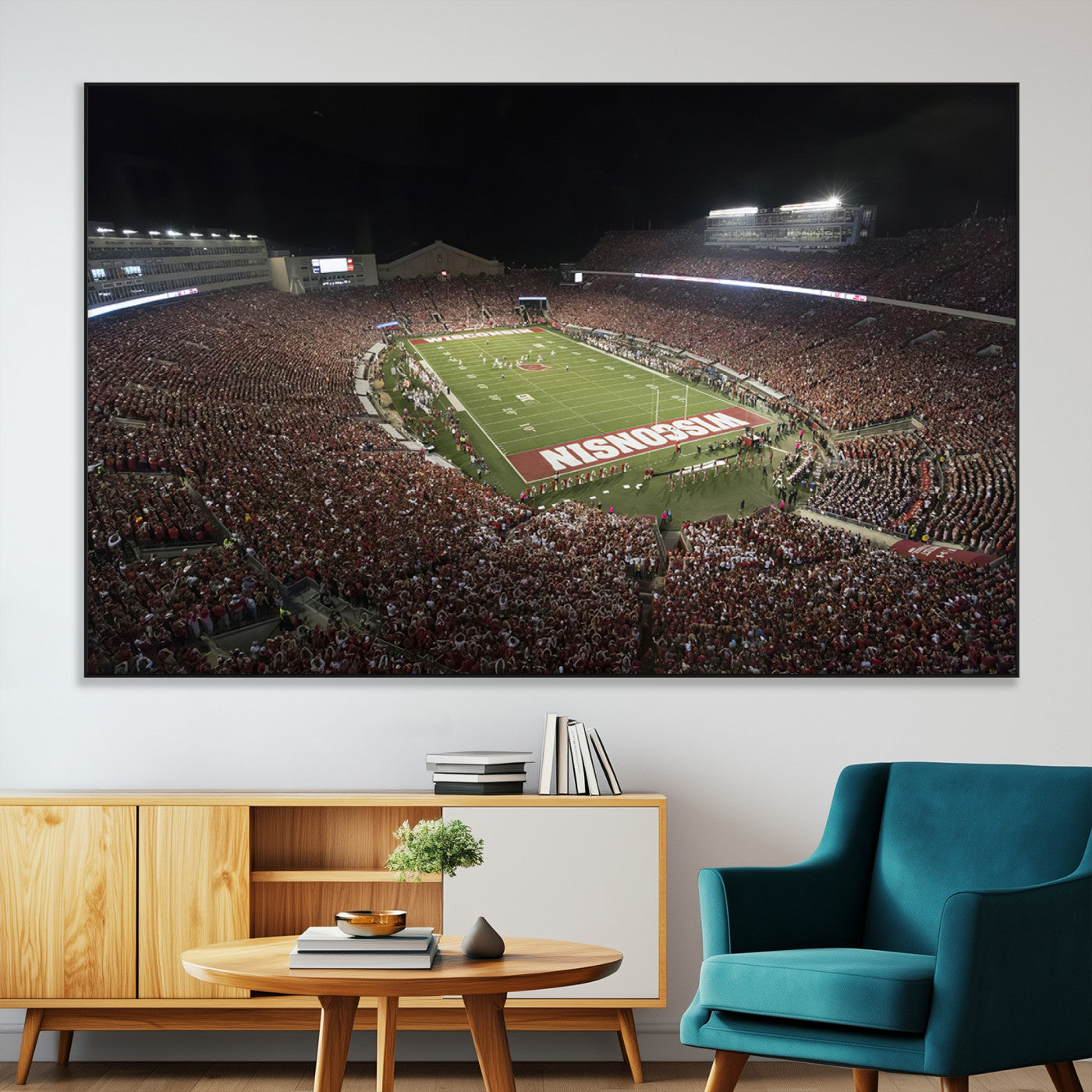 SEG-FC-51X34_Oversize - Wisconsin Badgers Football Team Print - Madison Camp Randall Stadium Wall Art Canvas Print