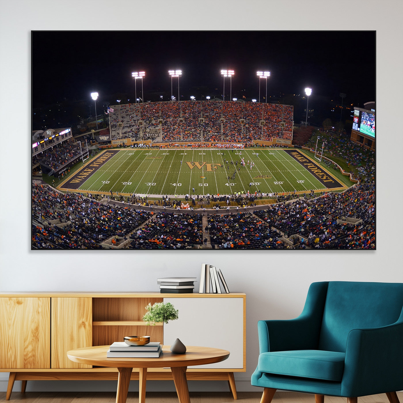 SEG-FC-51X34_Oversize - Demon Deacons Print Canvas, Football Team Print - Winston-Salem Allegacy Federal Credit Union