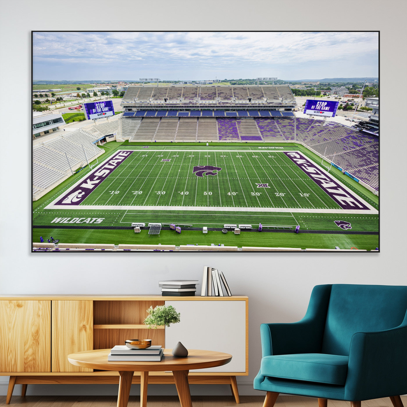 SEG-FC-51X34_Oversize - KState Wildcats Football Team Print - Manhattan Bill Snyder Family Football Stadium Wall Art Canvas