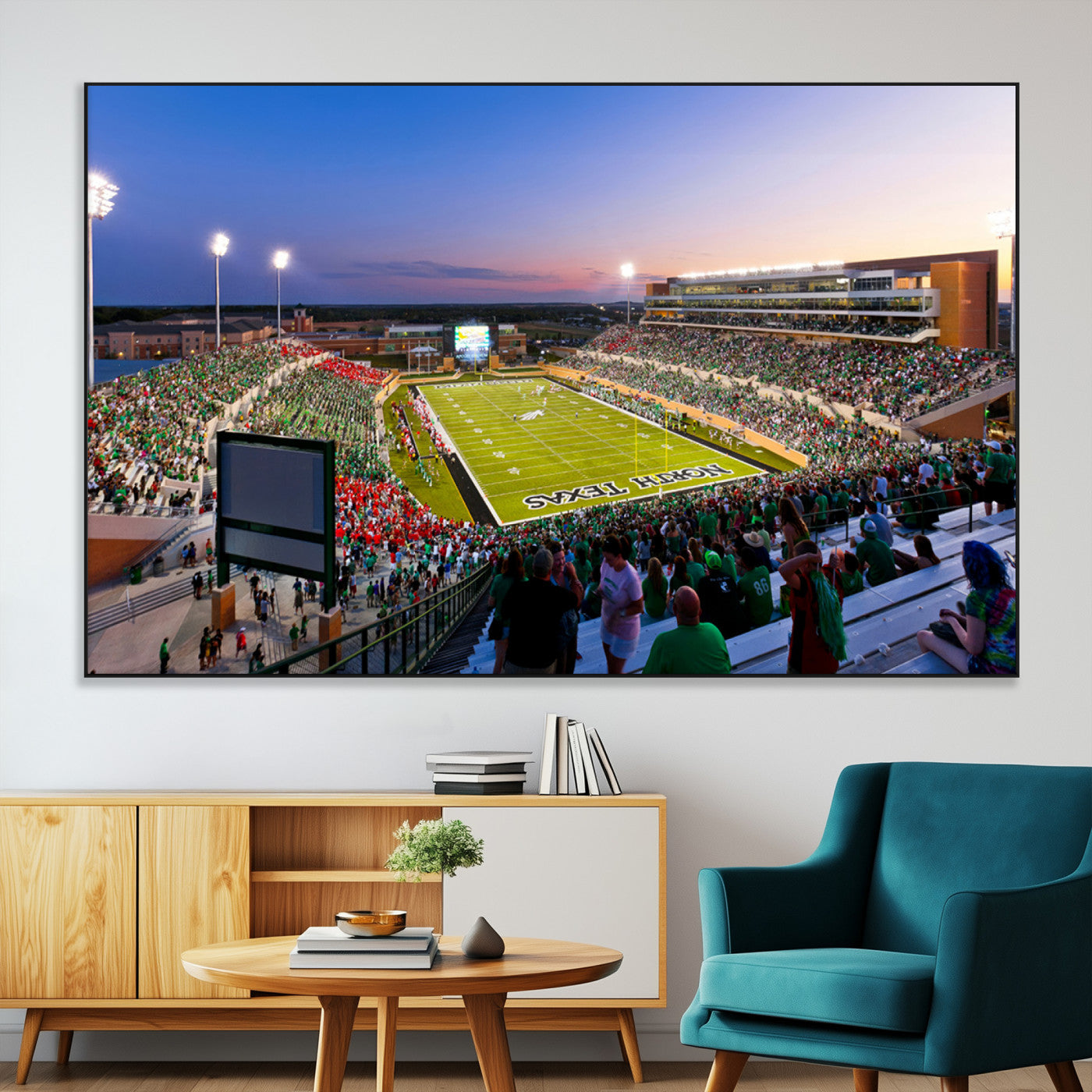 SEG-FC-51X34_Oversize - University of North Texas Mean Green Football Team Print - Denton DATCU Stadium Wall Art Canvas