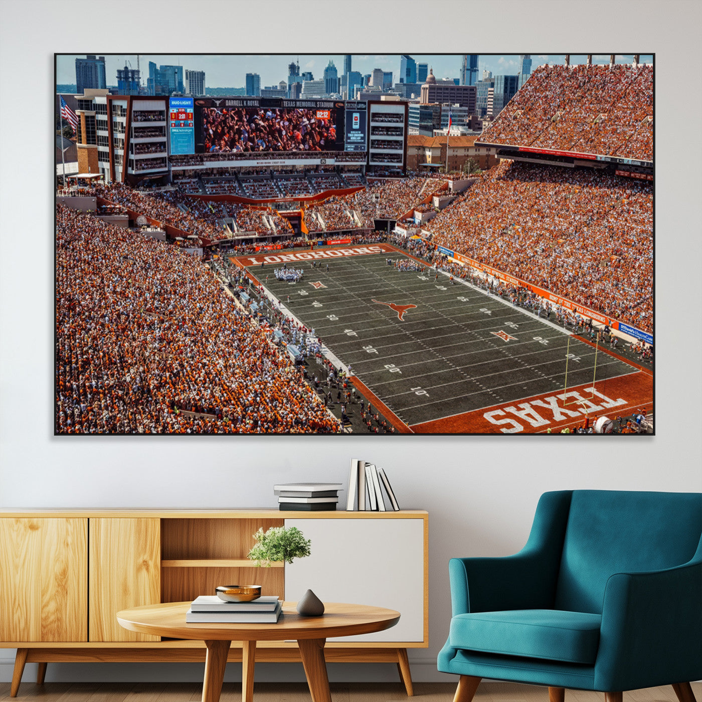 SEG-FC-51X34_Oversize - University of Texas Longhorns Football Team Print - Austin Darrell K Royal-Texas Memorial Stadium