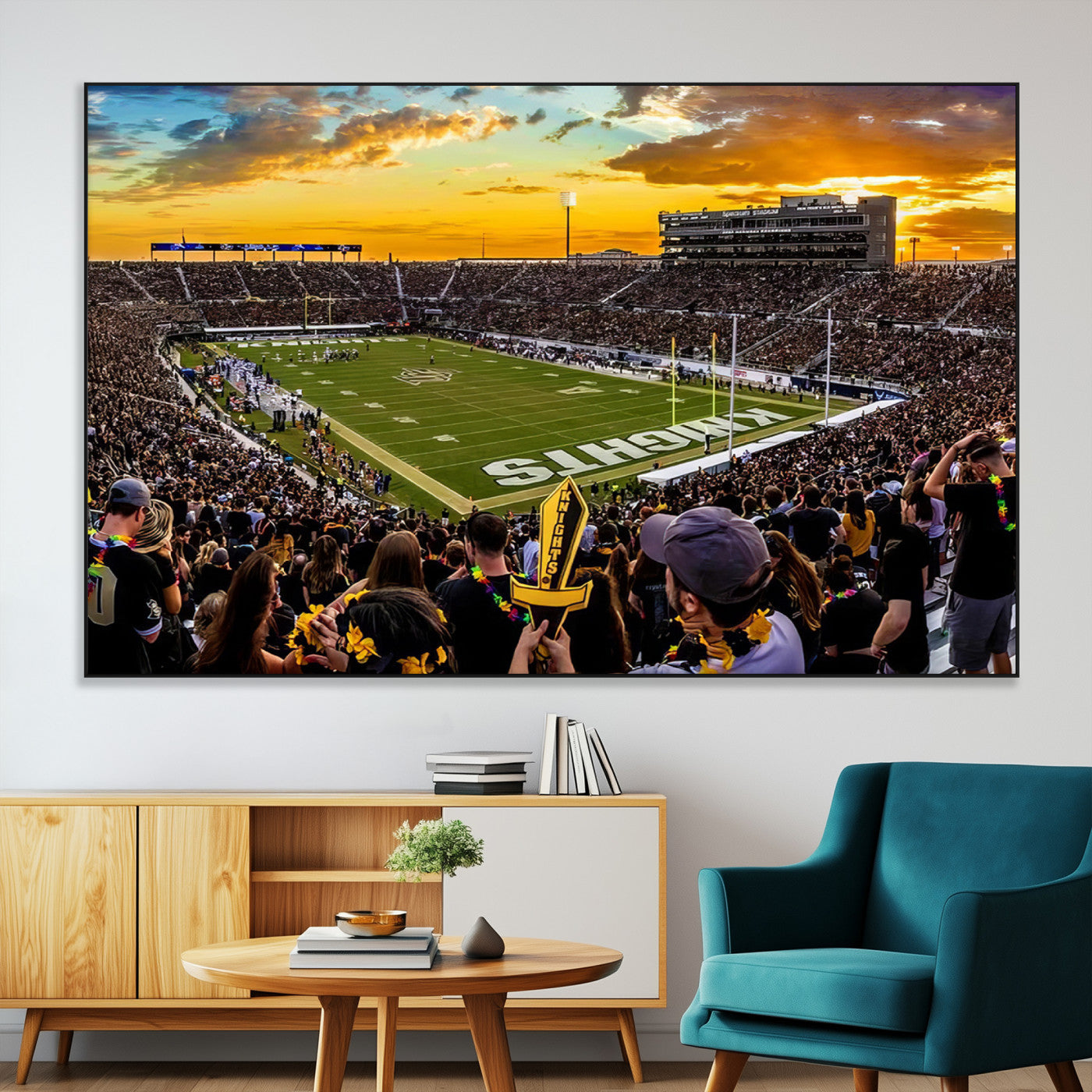 SEG-FC-51X34_Oversize - UCF Knights Football Team Print - Orlando FBC Mortgage Stadium, UCF Knights Wall Art Canvas Print