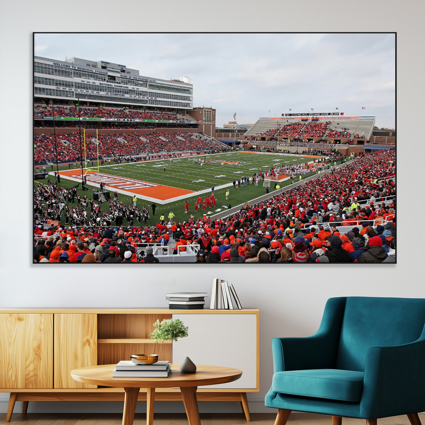SEG-FC-51X34_Oversize - University of Illinois Fighting Illini Football Team Print - Champaign Illinois Memorial Stadium