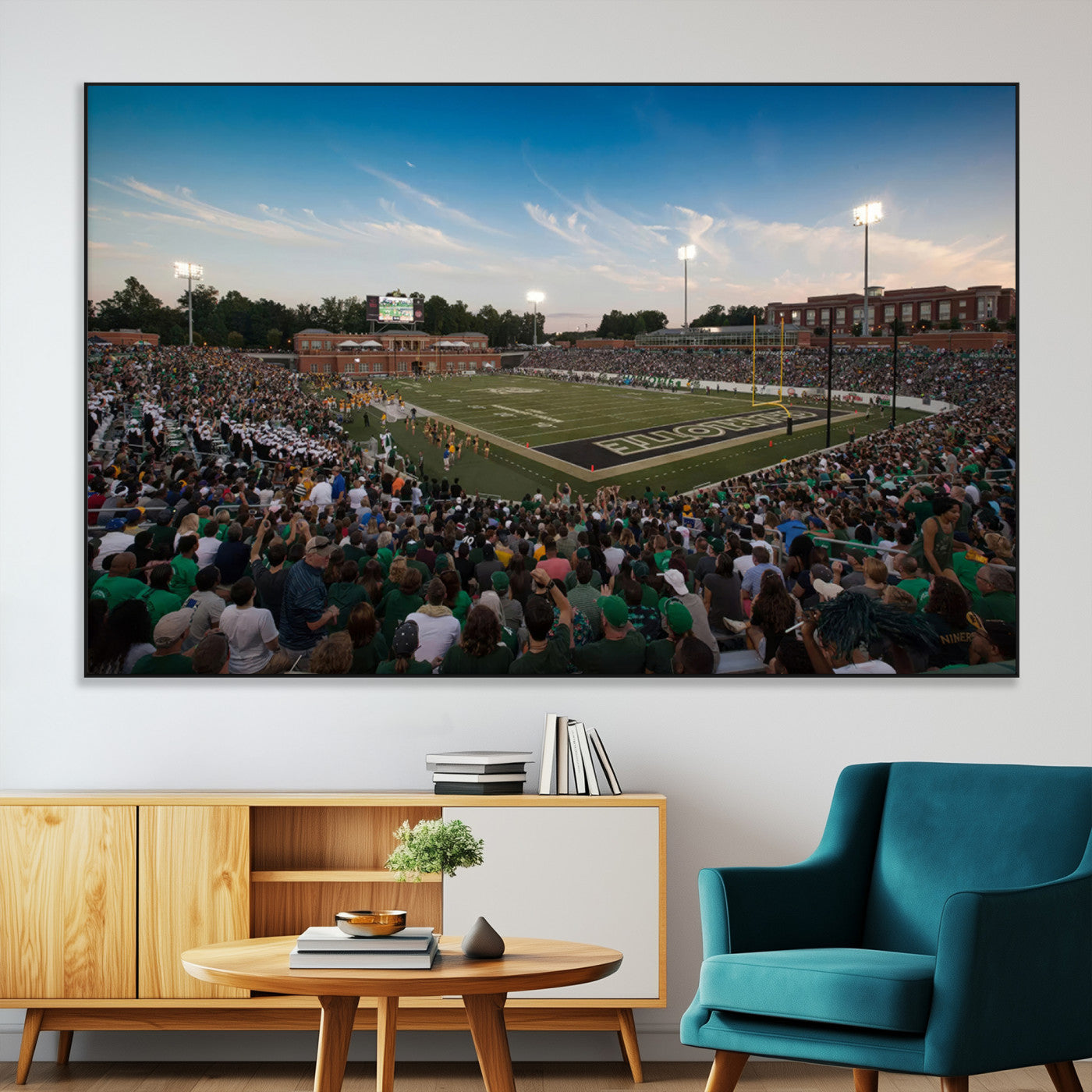 SEG-FC-51X34_Oversize - University of Charlotte 49ers Football Team Print - Charlotte Jerry Richardson Stadium Wall Art