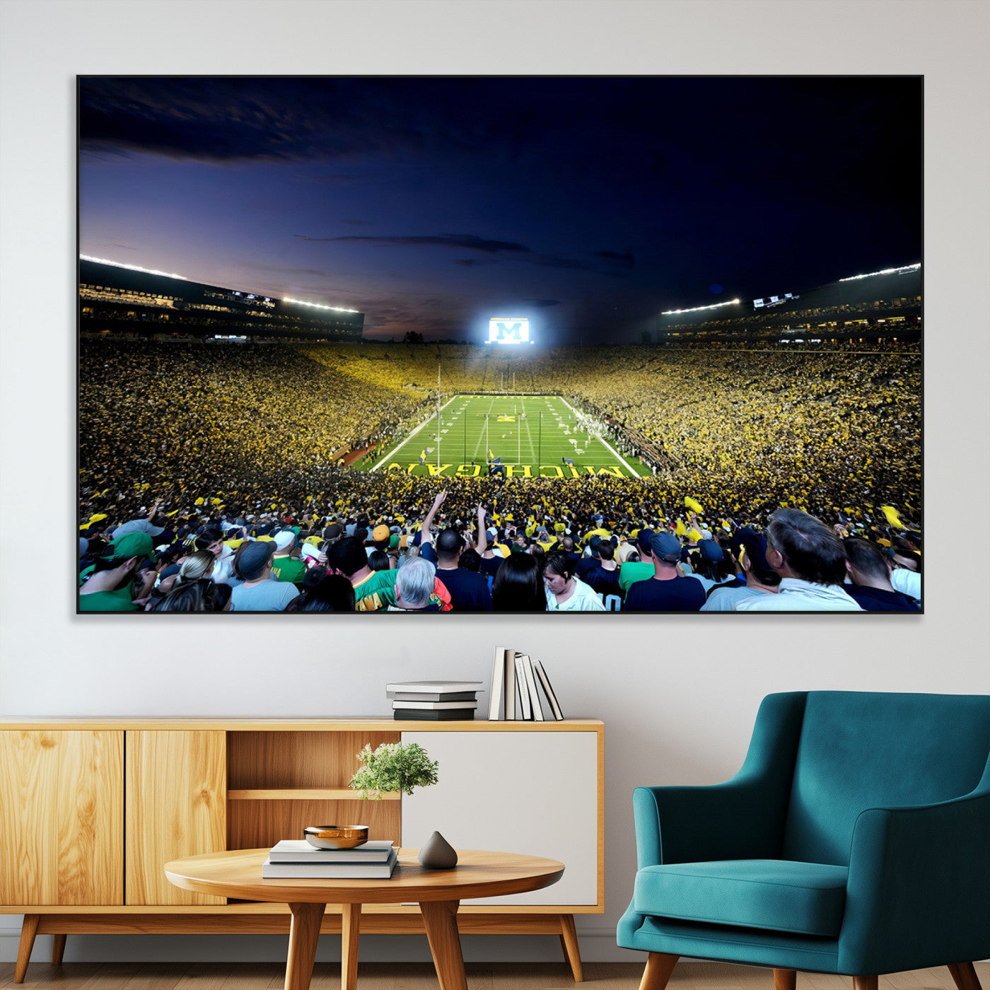SEG-FC-51X34_Oversize - University of Michigan Wolverines Football Team Print - Ann Arbor Michigan Stadium Canvas Print