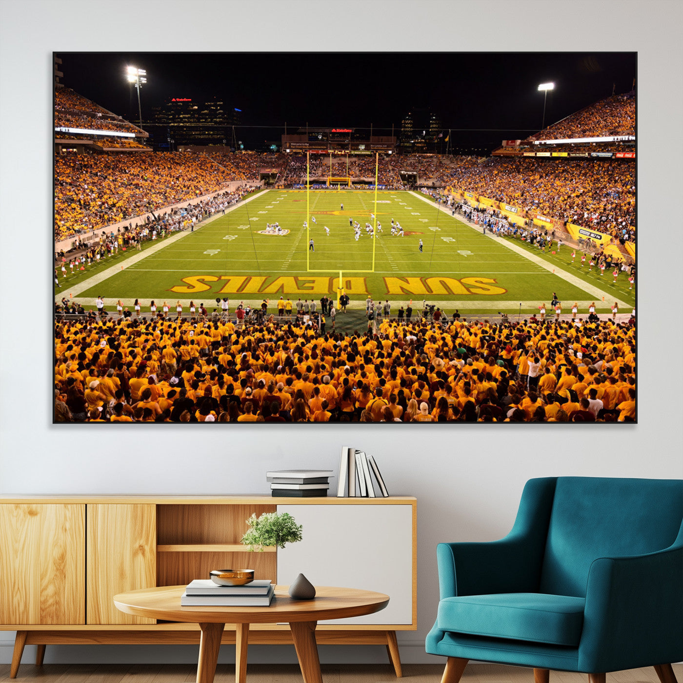SEG-FC-51X34_Oversize - ASU Sun Devils Football Team Print - Phoenix Mountain America Stadium Wall Art Canvas Print