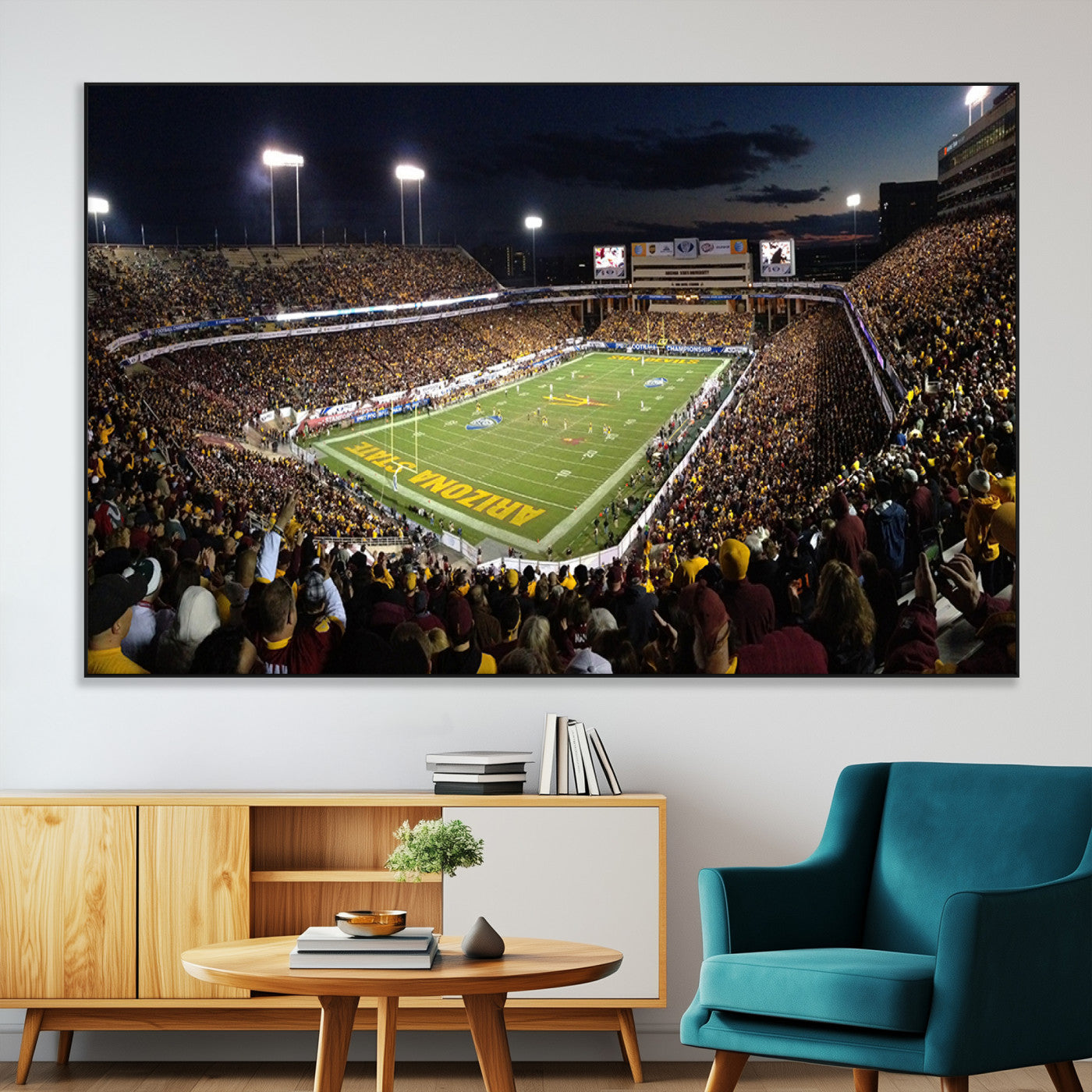 SEG-FC-51X34_Oversize - ASU Sun Devils Football Team Print Canvas - Phoenix Mountain America Stadium Wall Art Canvas Print