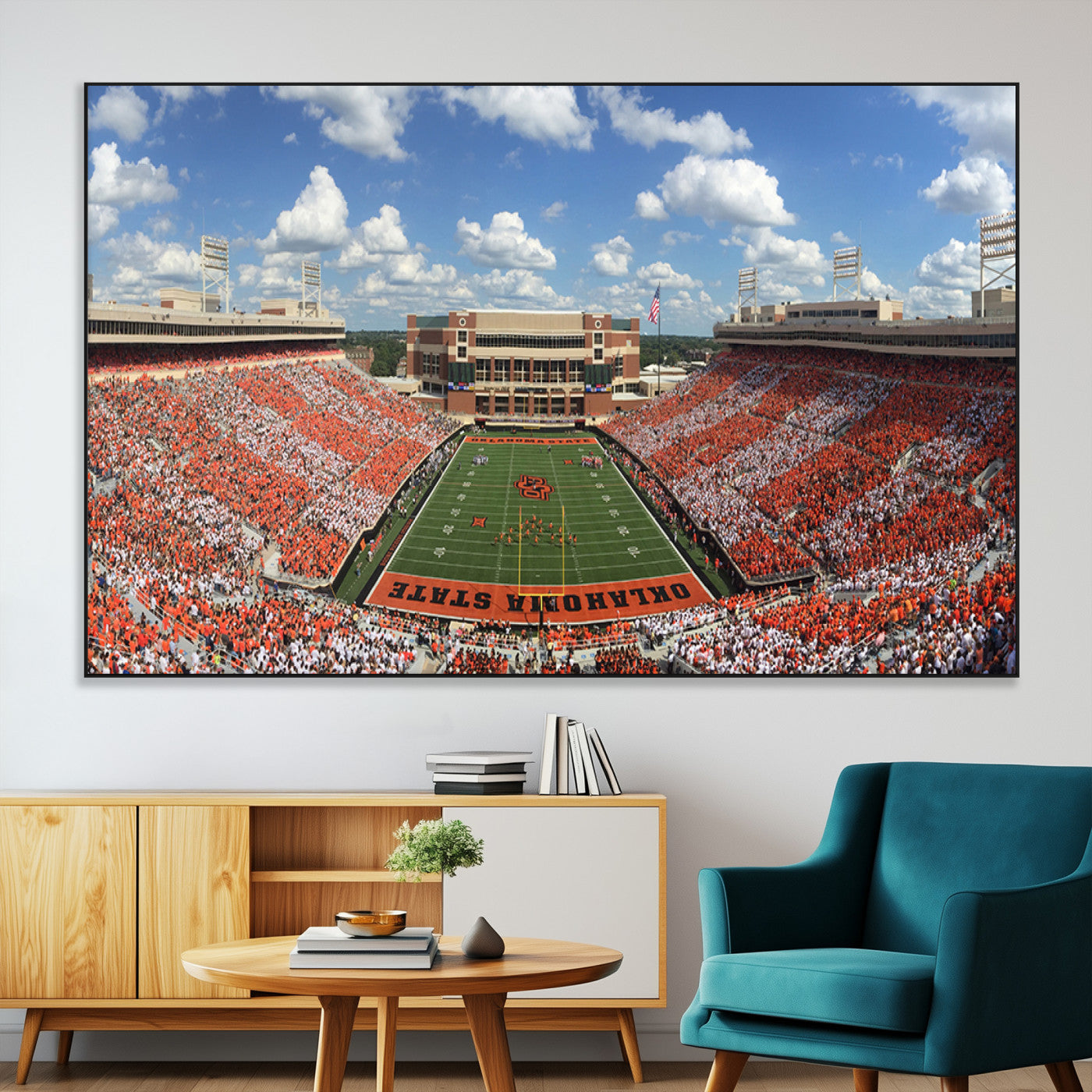 SEG-FC-51X34_Oversize - Oklahoma State Cowboys Football Team Print - Stillwater Boone Pickens Stadium Wall Art Canvas Print