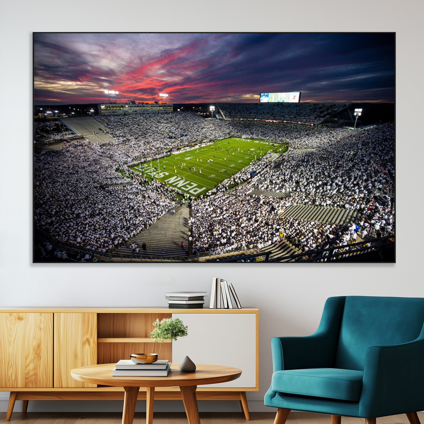 SEG-FC-51X34_Oversize - Penn State Nittany Lions Football Team Print - University Park Beaver Stadium Art Canvas Print