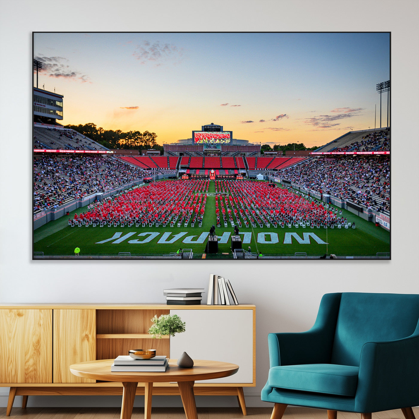 SEG-FC-51X34_Oversize - NC State Wolfpack Football Team Print Wall Art - Raleigh Carter-Finley Stadium Wall Art Canvas Print