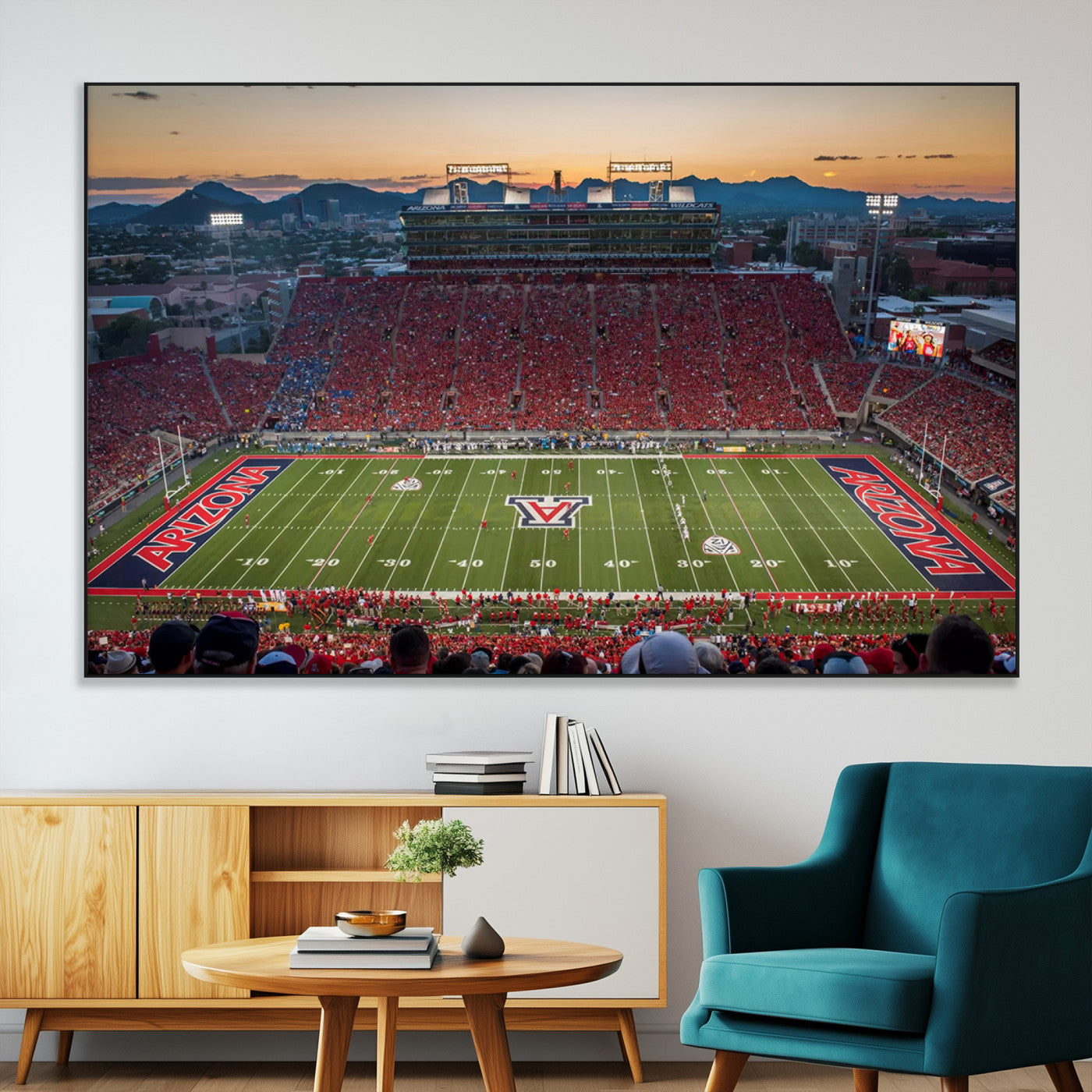 SEG-FC-51X34_Oversize - Arizona Wildcats Football Team Print - Tucson Arizona Stadium Wall Art Canvas Print